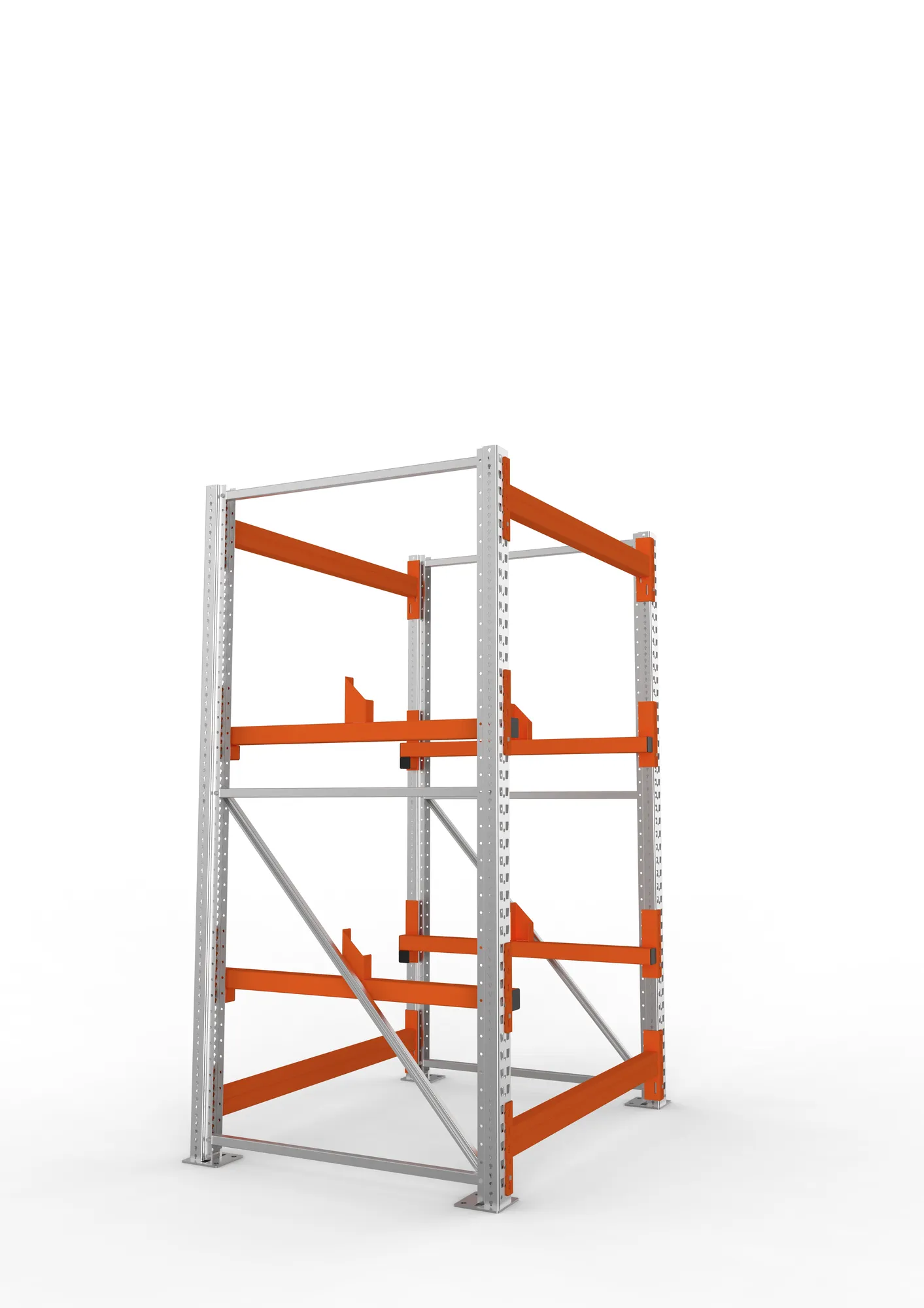 META MULTIPAL, Kabeltrommelregal, Grundregal, 2200 x 1300 x 1100 mm, Feldlast 4000 kg, 2 Ebenen, Typ 1, verzinkt – Seitenansicht