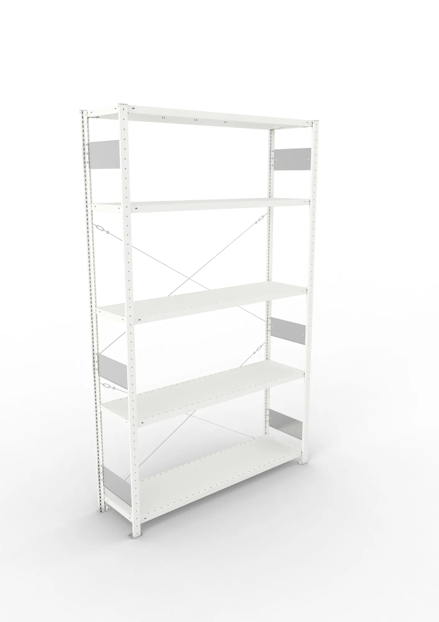 META CLIP S3, Fachbodenregal, Grundregal, 2500 x 1500 x 400 mm, Fachlast 200 kg, 5 Ebenen, RAL 7035 – Ansicht von oben