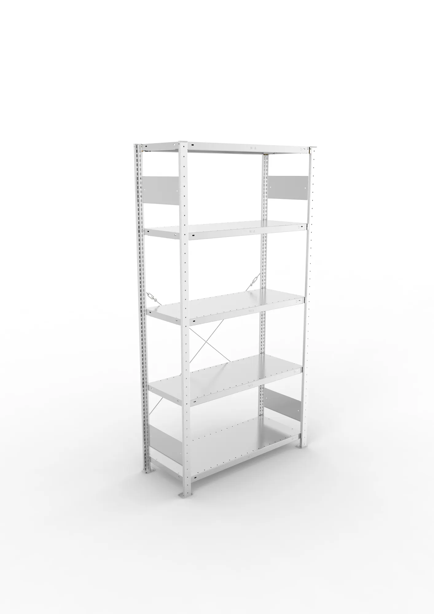 META CLIP S3, Fachbodenregal, Grundregal, 2000 x 1000 x 400 mm, Fachlast 150 kg, 5 Ebenen, verzinkt – Ansicht von oben