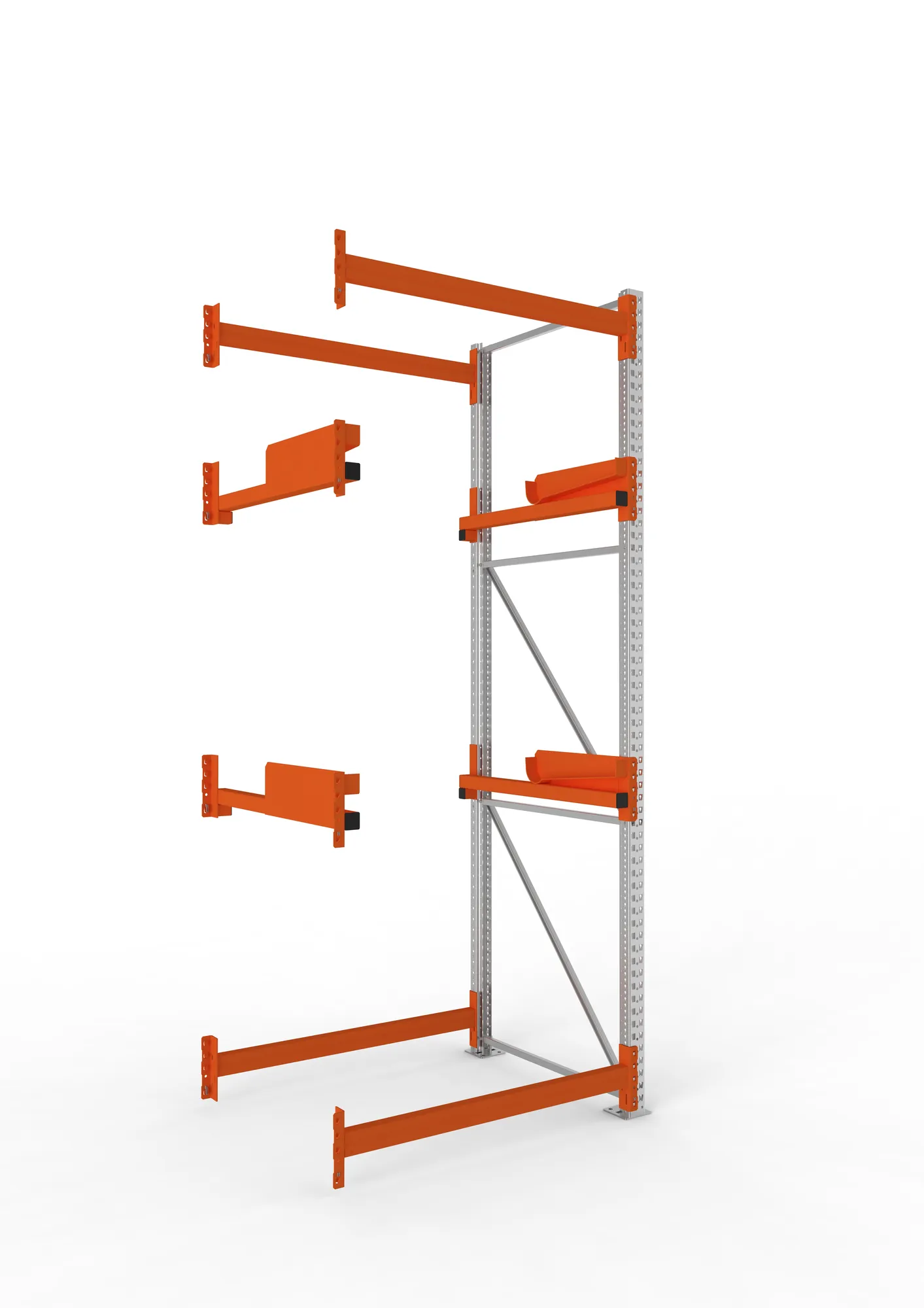 META MULTIPAL, Kabeltrommelregal, Anbauregal, 3300 x 1300 x 1100 mm, Feldlast 4000 kg, 2 Ebenen, Typ 2, verzinkt – Ansicht in Blickhöhe