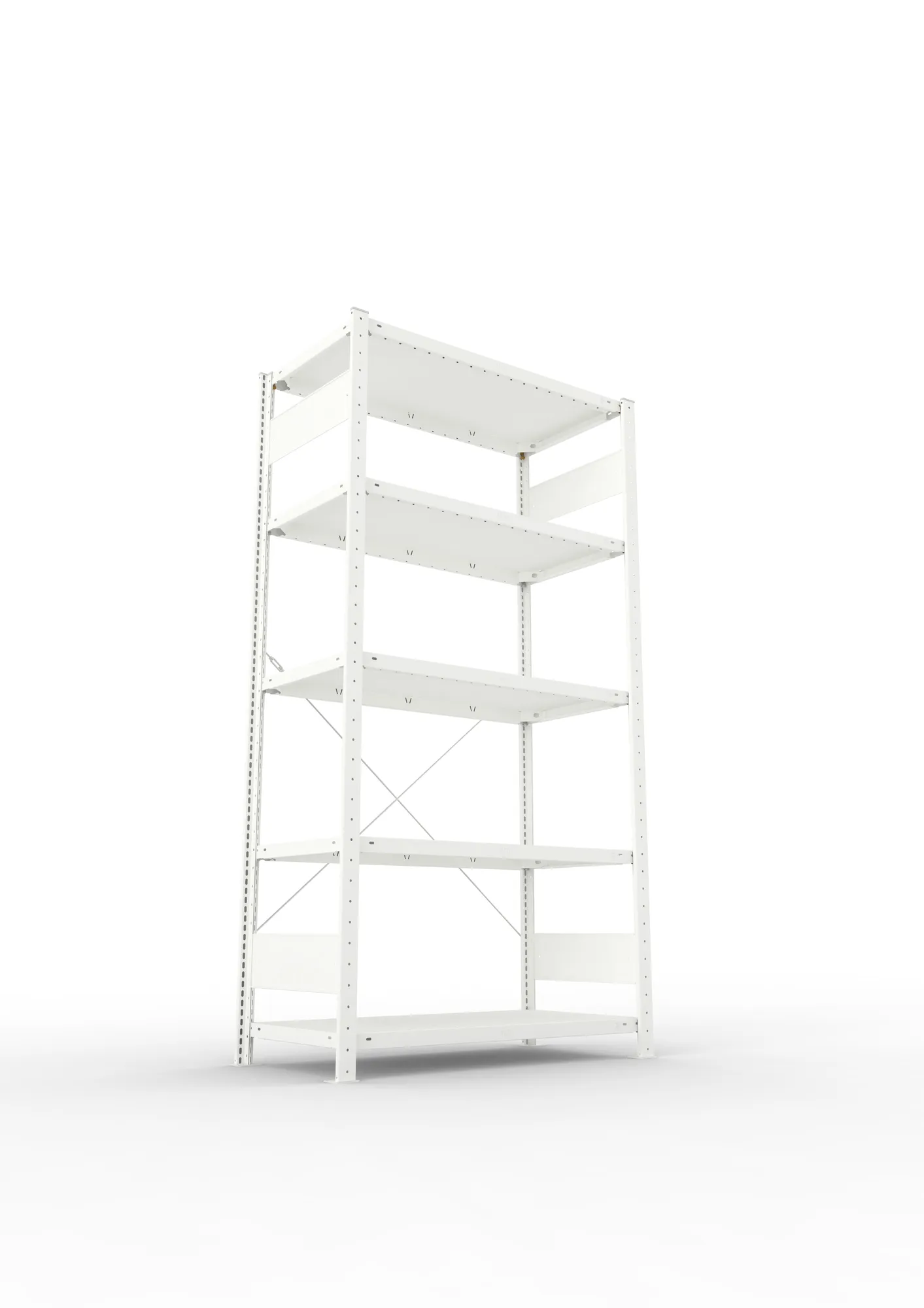 META CLIP, Fachbodenregal, Grundregal, 2000 x 1000 x 500 mm, Fachlast 150 kg, 5 Ebenen, RAL 7035 – Ansicht von unten