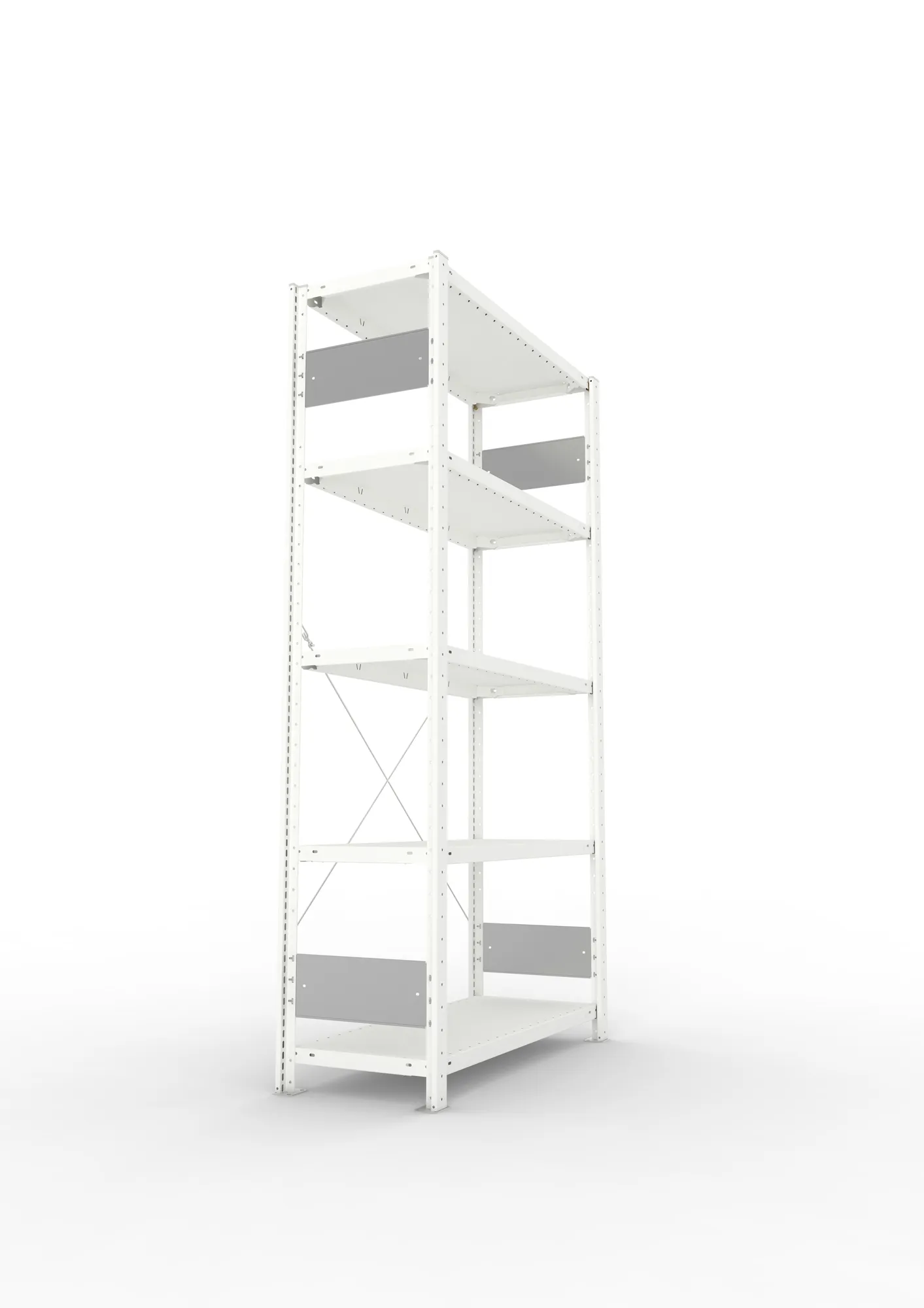 META CLIP S3, Fachbodenregal, Grundregal, 2000 x 1000 x 400 mm, Fachlast 150 kg, 5 Ebenen, RAL 7035 – Seitenansicht