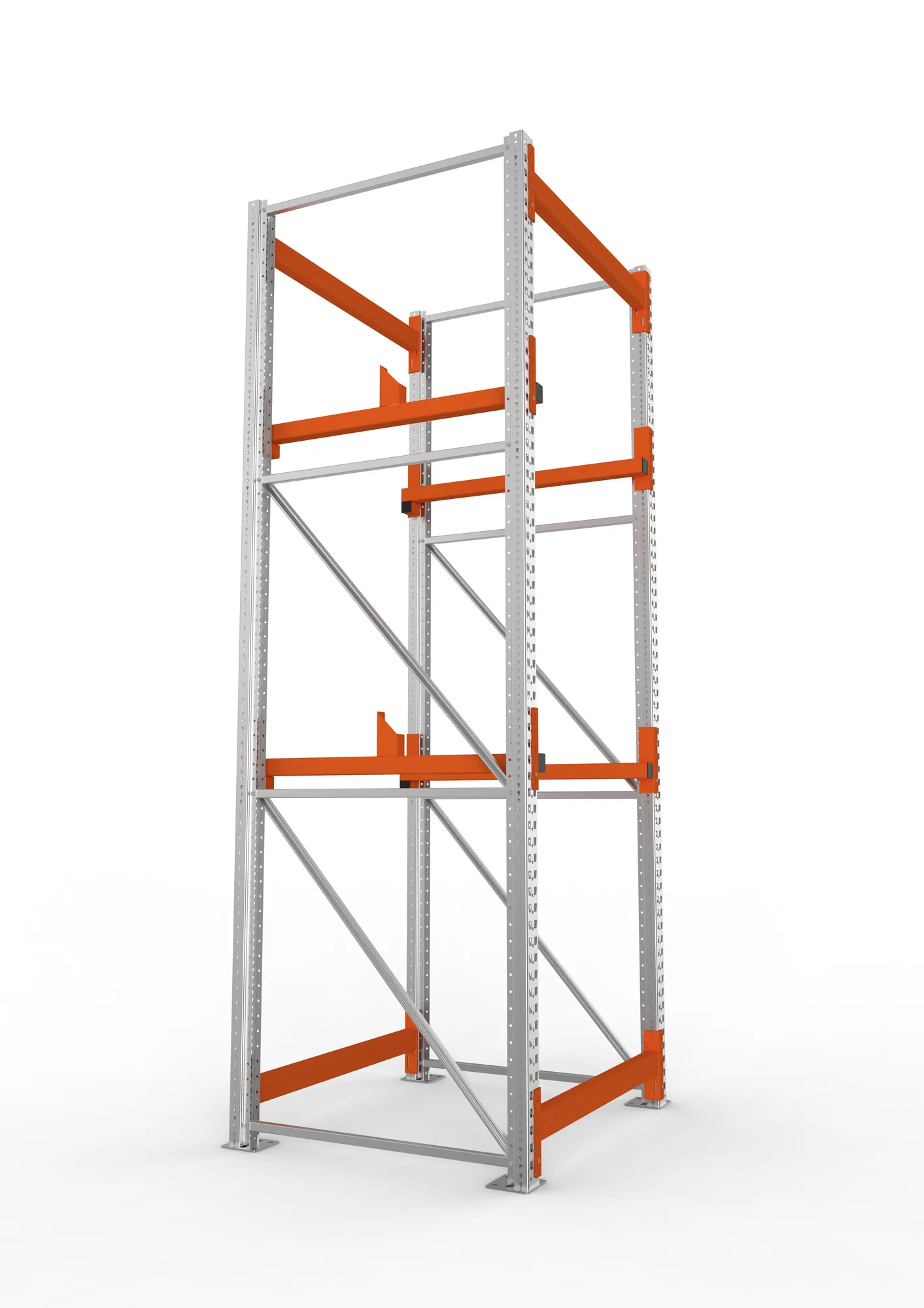 META MULTIPAL, Kabeltrommelregal, Grundregal, 3300 x 1100 x 1100 mm, Feldlast 4000 kg, 2 Ebenen, Typ 1, verzinkt – Seitenansicht
