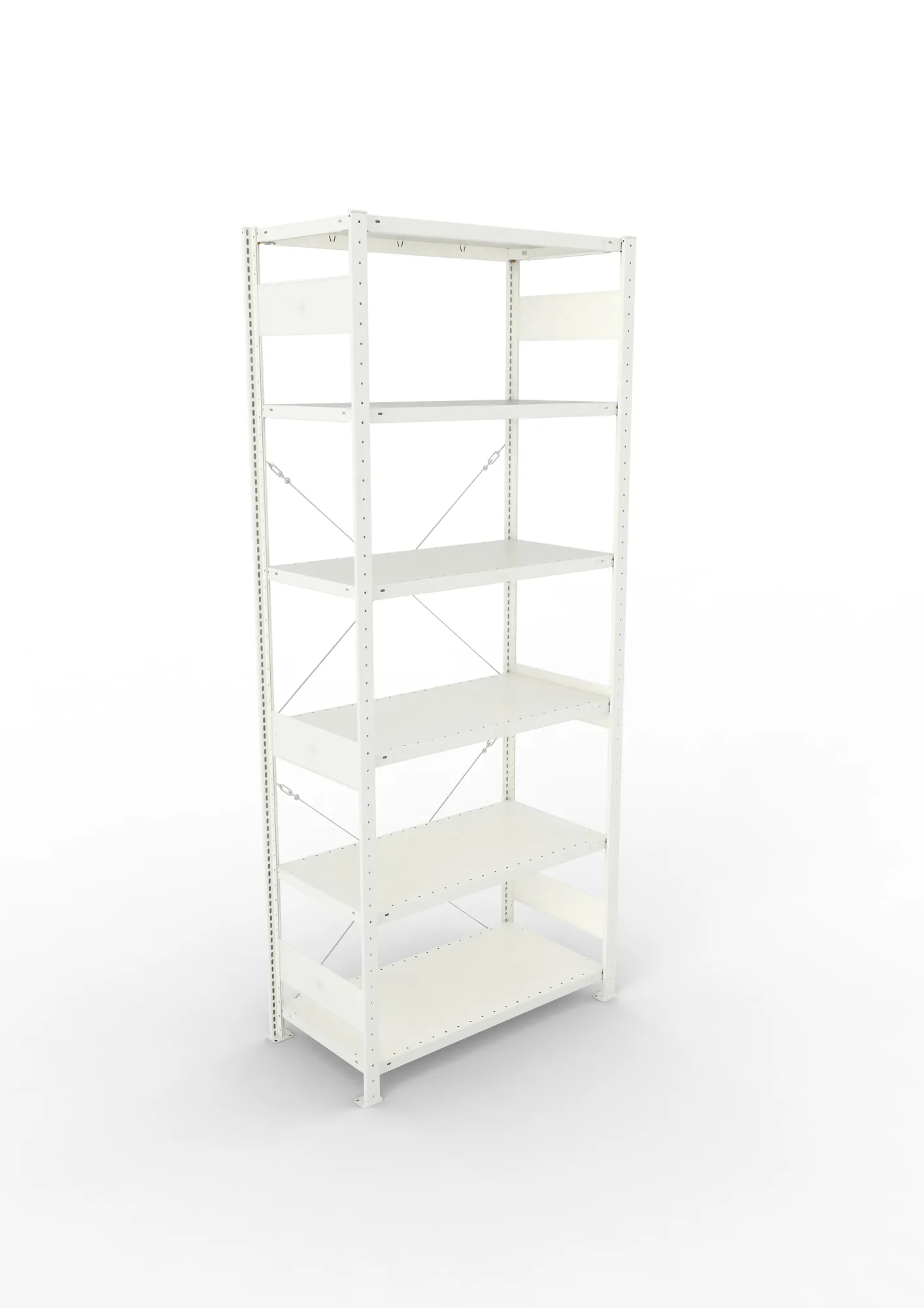 META CLIP, Fachbodenregal, Grundregal, 2500 x 1000 x 500 mm, Fachlast 150 kg, 6 Ebenen, RAL 7035 – Ansicht von oben