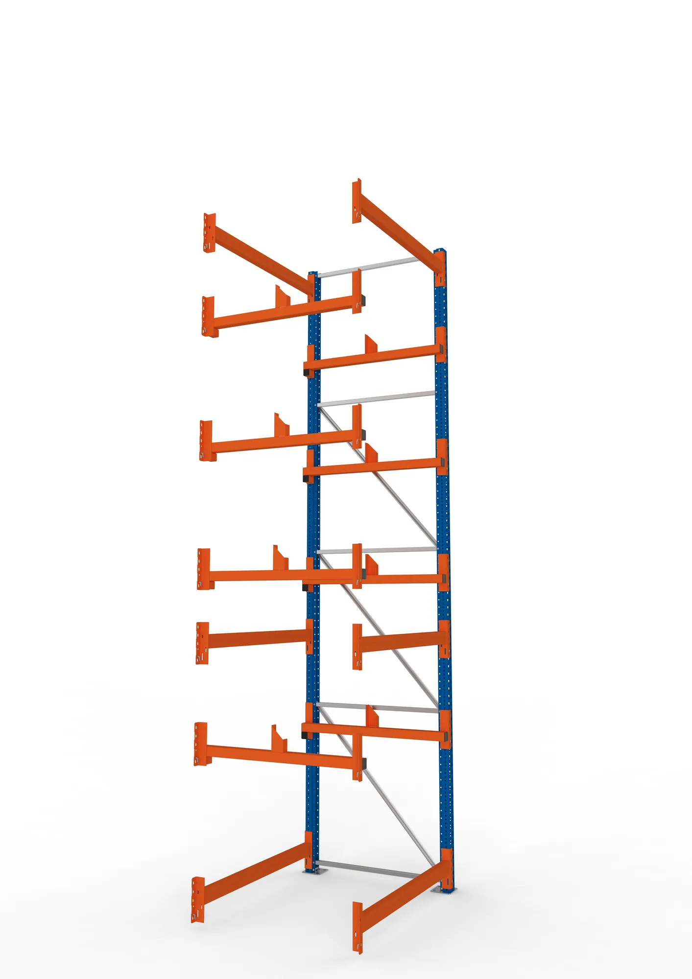 META MULTIPAL, Kabeltrommelregal, Anbauregal, 4400 x 1300 x 1100 mm, Feldlast 5500 kg, 2 Ebenen, Typ 1, RAL 5010 – Seitenansicht