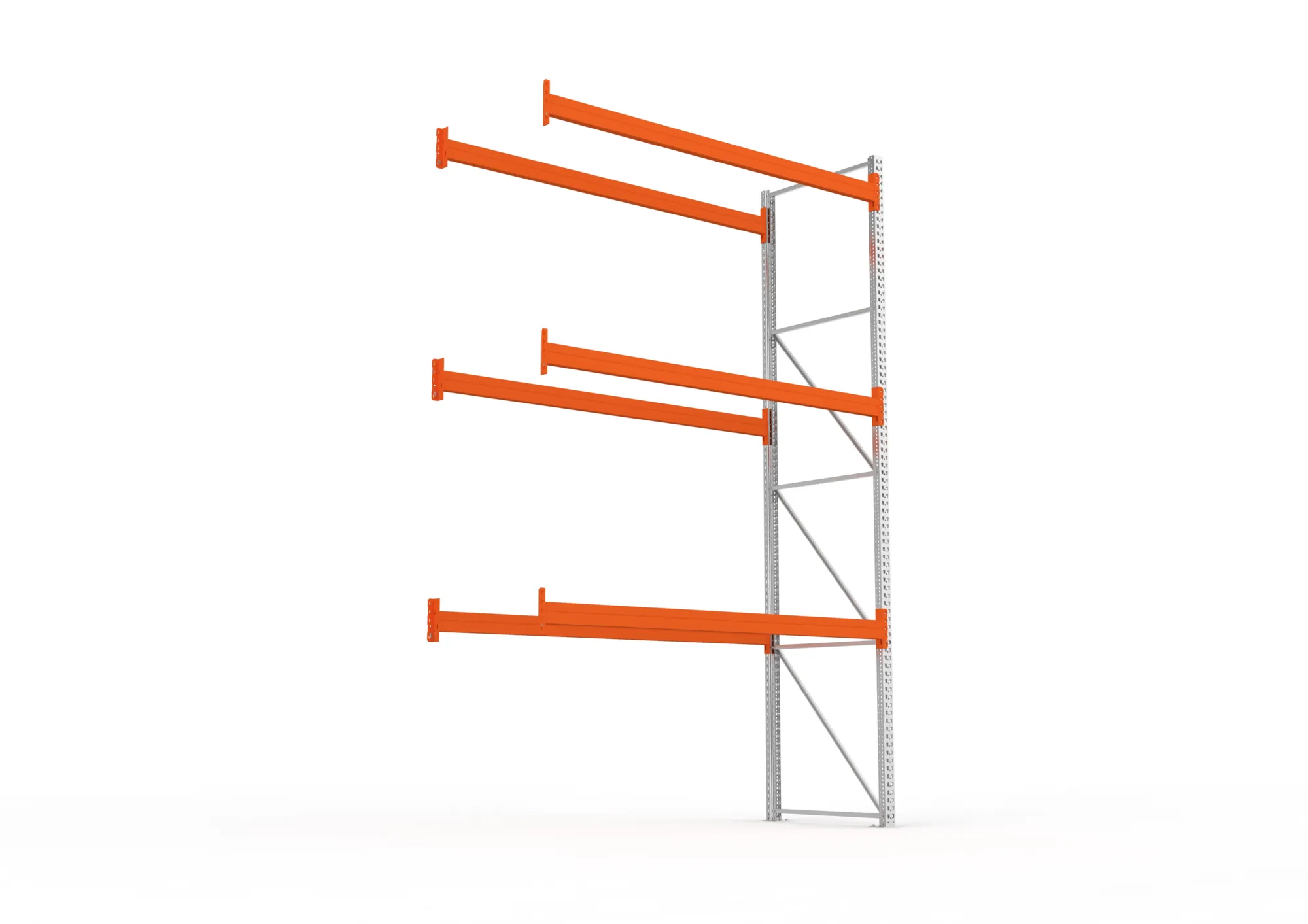 META MULTIPAL, Palettenregal, Anbauregal, 4400 x 2700 x 1100 mm, Fachlast 940 kg, 4 Ebenen, 12 Paletten, verzinkt – Ansicht von unten