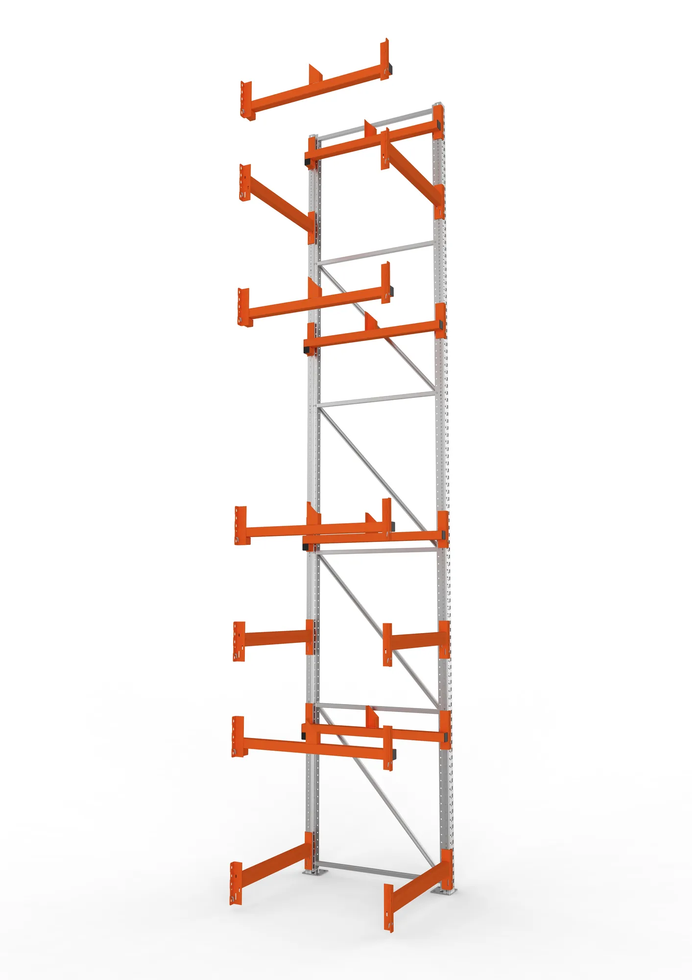 META MULTIPAL, Kabeltrommelregal, Anbauregal, 5500 x 900 x 1100 mm, Feldlast 5500 kg, 2 Ebenen, Typ 1, verzinkt – Seitenansicht