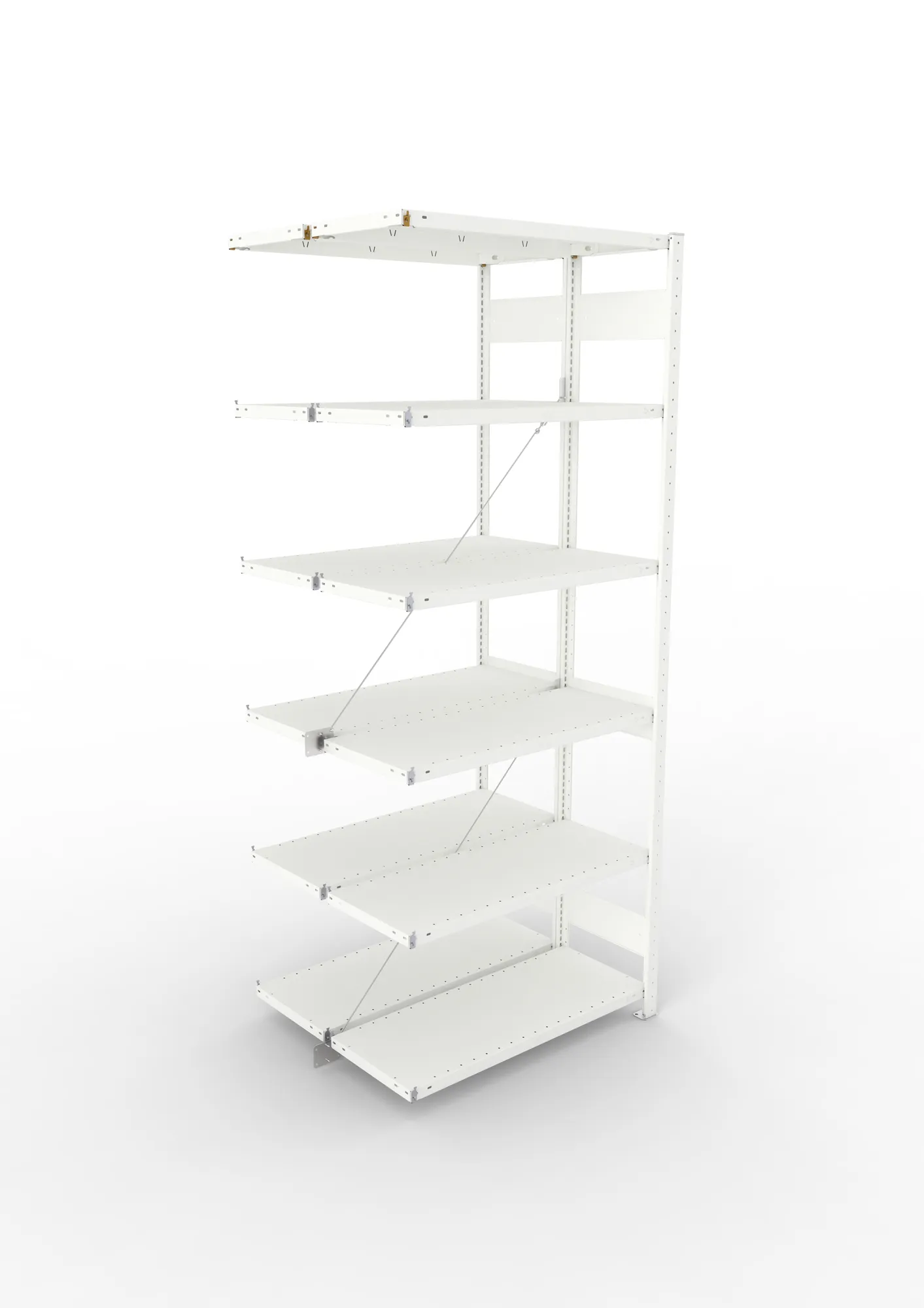 META CLIP, Fachbodenregal, Doppel-Anbauregal, 2500 x 1000 x 400 mm, Fachlast 150 kg, 6 Ebenen, RAL 7035 – Ansicht von oben