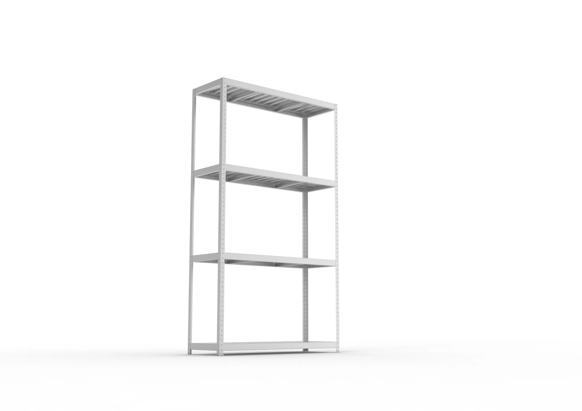 META SPEED-RACK, Weitspannregal, 2970 x 1700 x 600 mm, Fachlast 500 kg, Stahlpaneelböden, 4 Ebenen – Ansicht von unten