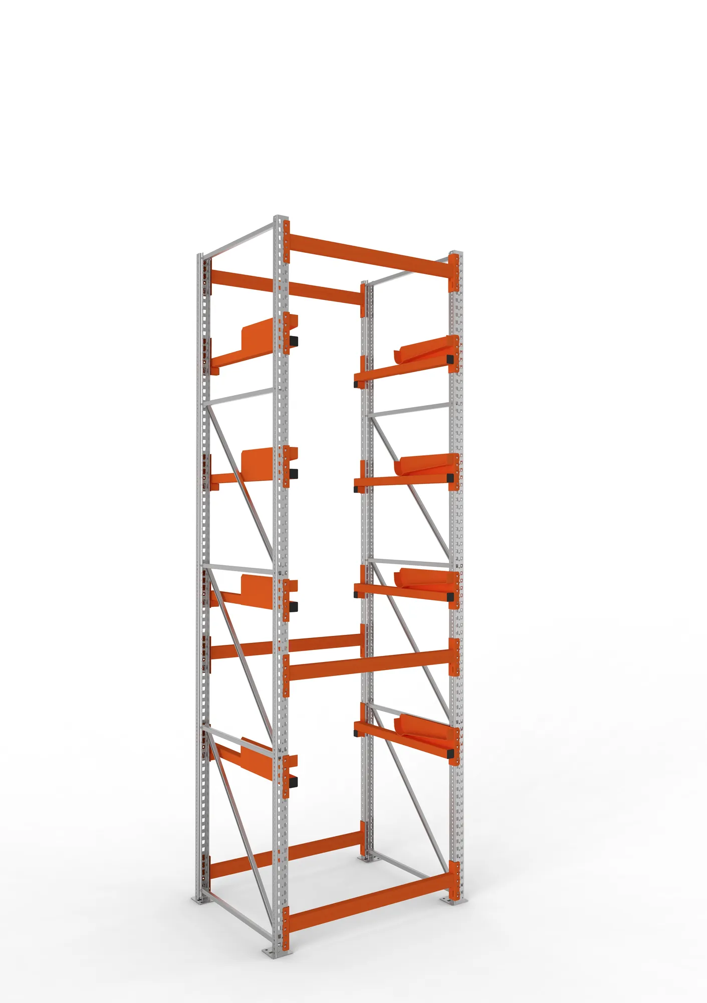 META MULTIPAL, Kabeltrommelregal, Grundregal, 4400 x 1300 x 1100 mm, Feldlast 5500 kg, 4 Ebenen, Typ 2, verzinkt – Ansicht in Blickhöhe