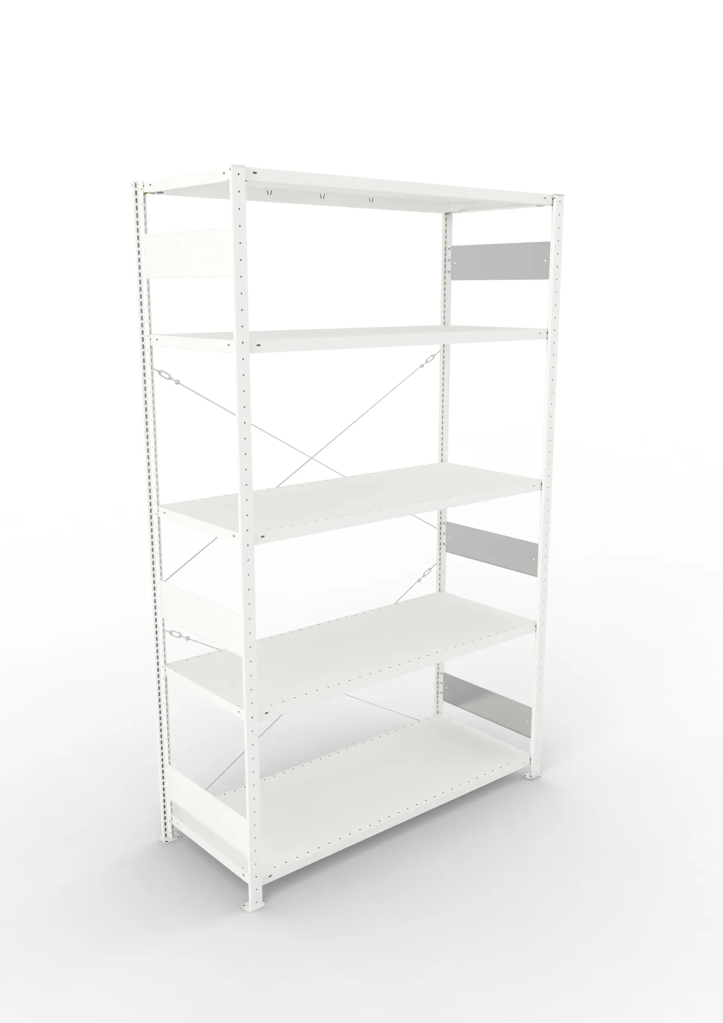 META CLIP S3, Fachbodenregal, Grundregal, 2500 x 1500 x 600 mm, Fachlast 200 kg, 5 Ebenen, RAL 7035 – Ansicht von oben