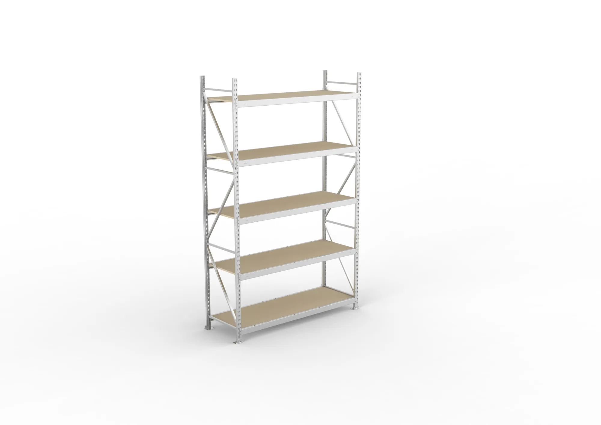 META MINI-RACK, Weitspannregal, Grundregal, 3000 x 1800 x 650 mm, Fachlast 600 kg, Spanplattenböden, 5 Ebenen – Ansicht von oben
