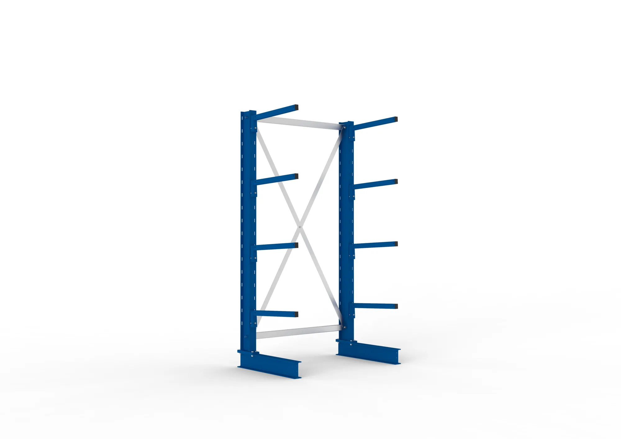 META MULTISTRONG L, Kragarmregal, Grundregal, 2000 x 1000 x 500 mm, Armlast 175 kg, einseitig, 4+1 Ebenen – Ansicht in Blickhöhe