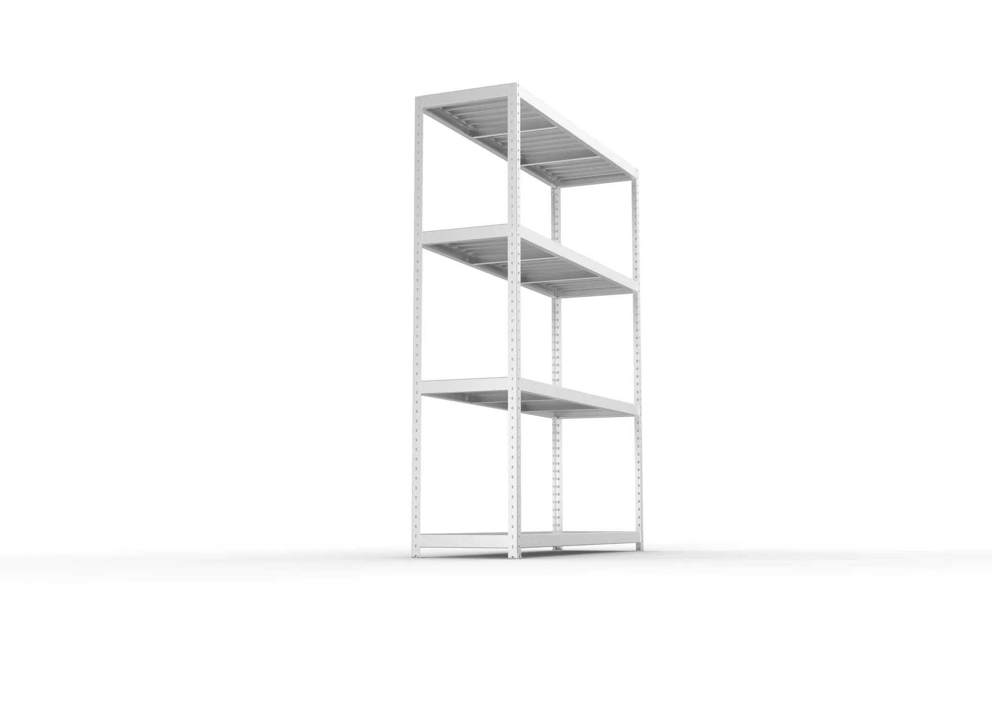 META SPEED-RACK, Weitspannregal, 2470 x 2000 x 600 mm, Fachlast 500 kg, Stahlpaneelböden, 4 Ebenen – Seitenansicht
