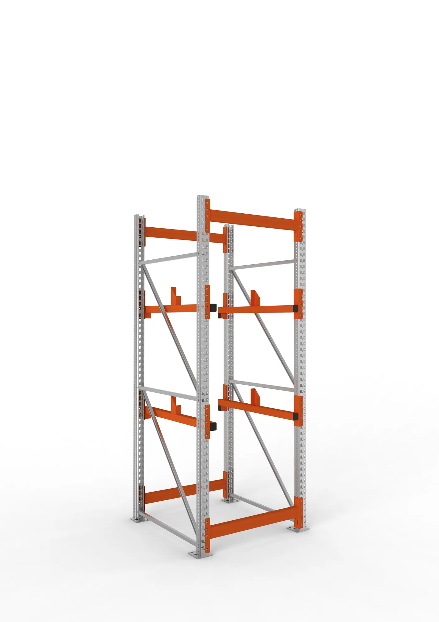 META MULTIPAL, Kabeltrommelregal, Grundregal, 2700 x 900 x 1100 mm, Feldlast 4000 kg, 2 Ebenen, Typ 1, verzinkt – Ansicht in Blickhöhe