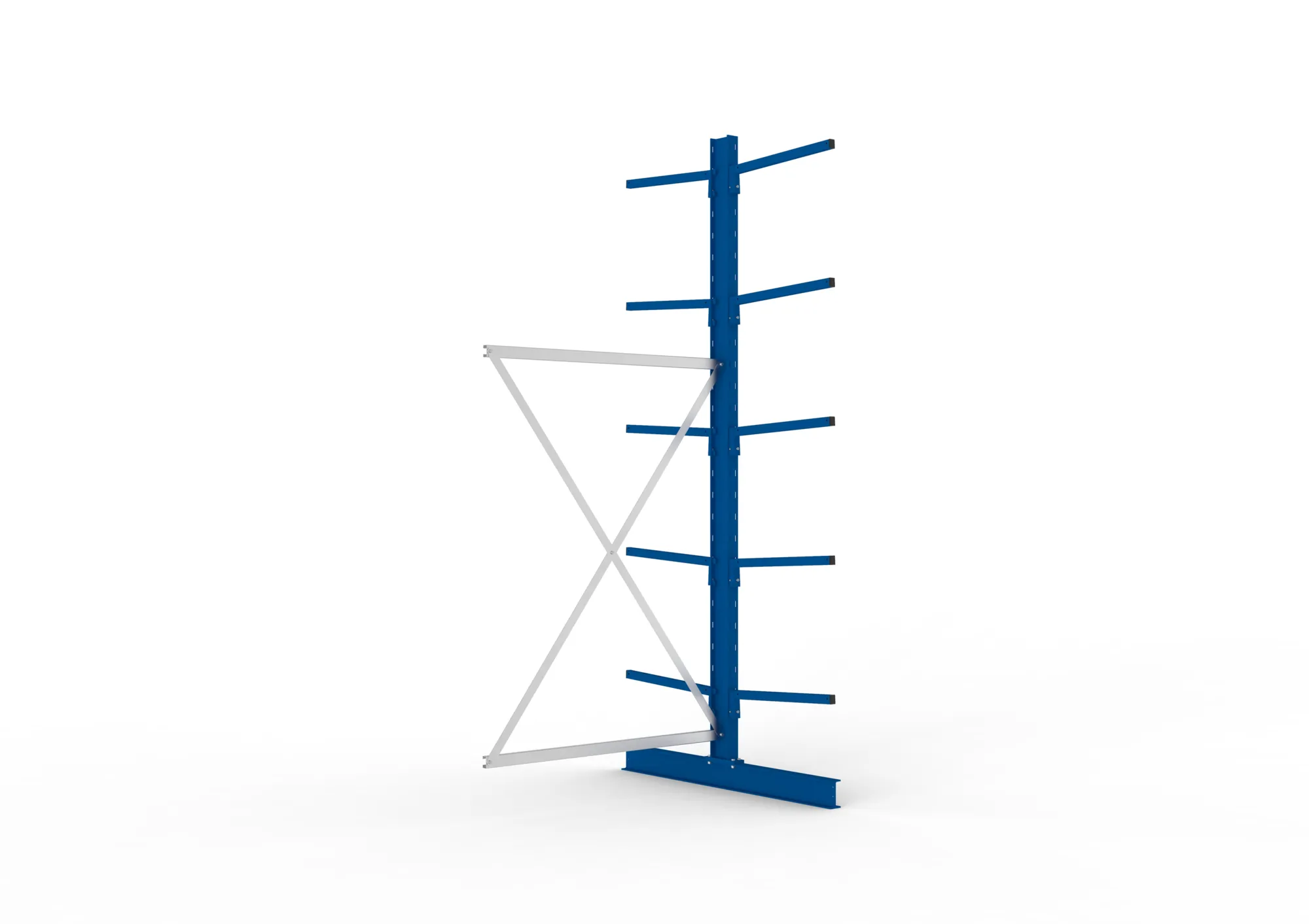 META MULTISTRONG L, Kragarmregal, Anbauregal, 3000 x 1300 x 600 mm, Armlast 140 kg, doppelseitig, 5+1 Ebenen – Ansicht in Blickhöhe