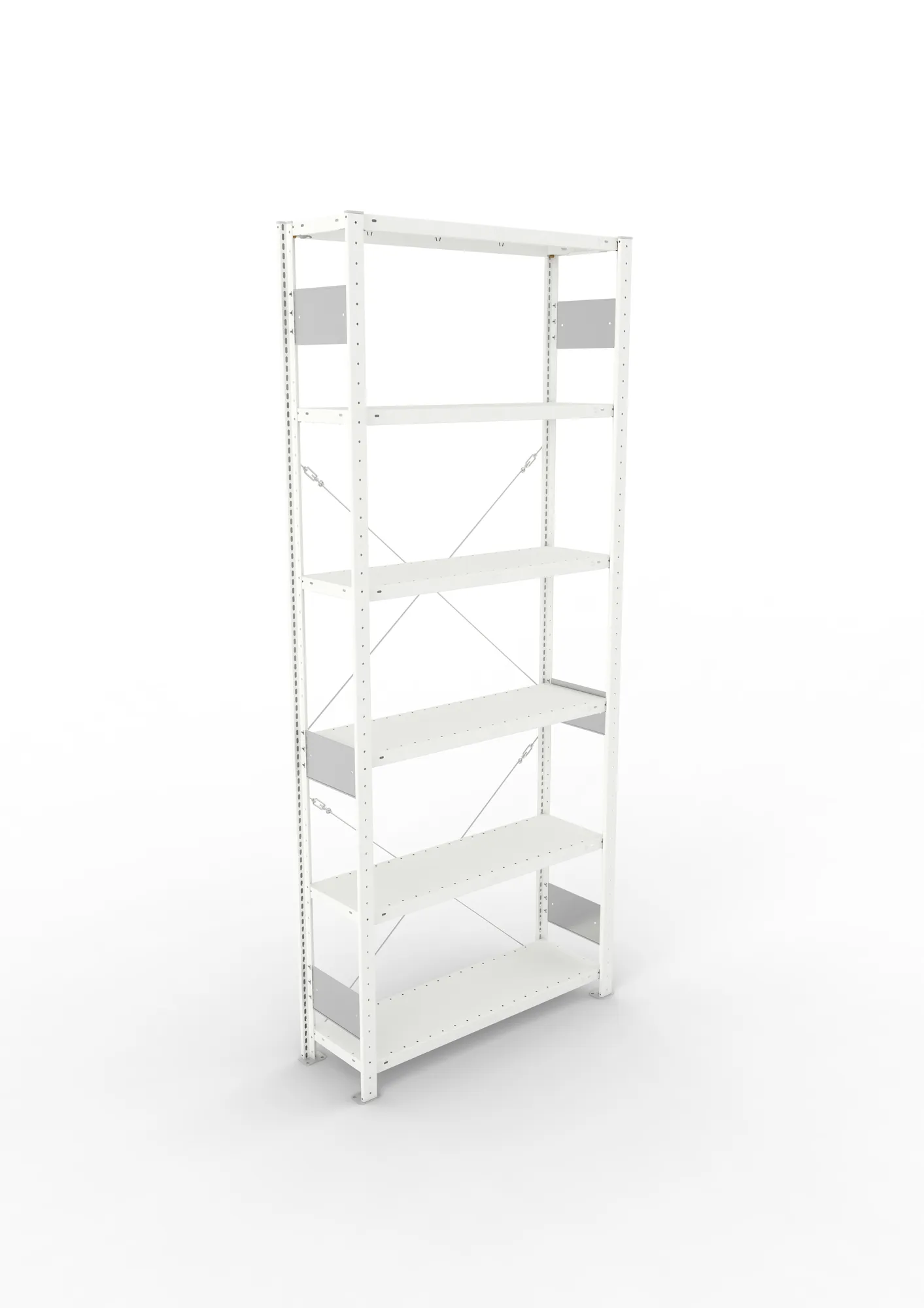 META CLIP S3, Fachbodenregal, Grundregal, 2500 x 1000 x 300 mm, Fachlast 150 kg, 6 Ebenen, RAL 7035 – Ansicht von oben
