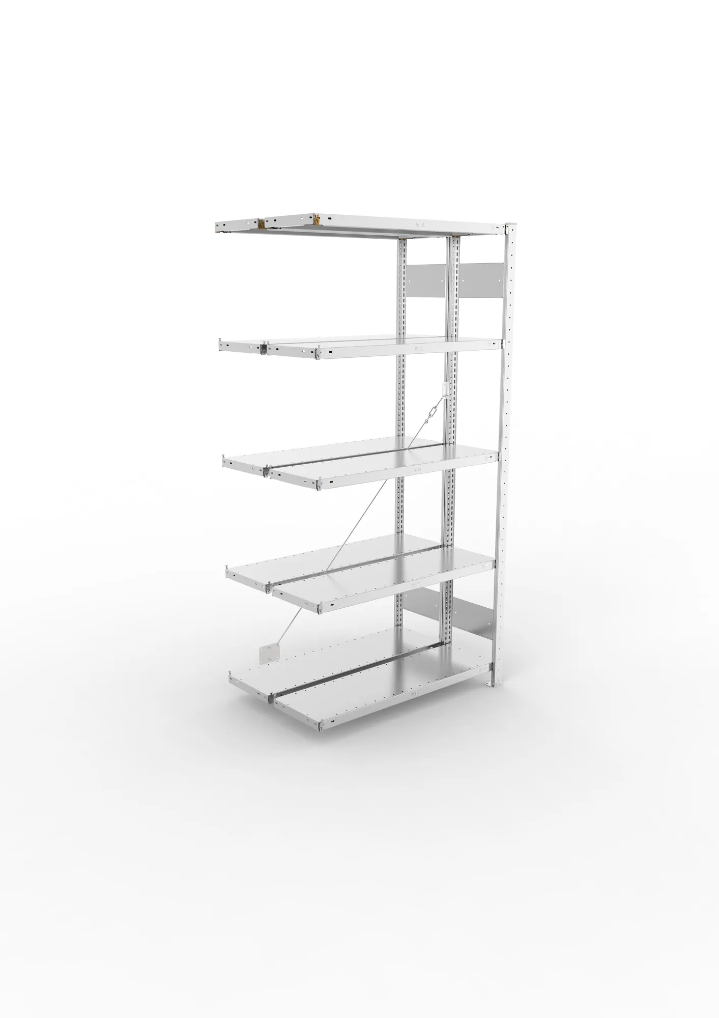 META CLIP, Fachbodenregal, Doppel-Anbauregal, 2000 x 1000 x 300 mm, Fachlast 150 kg, 5 Ebenen, verzinkt – Ansicht von oben