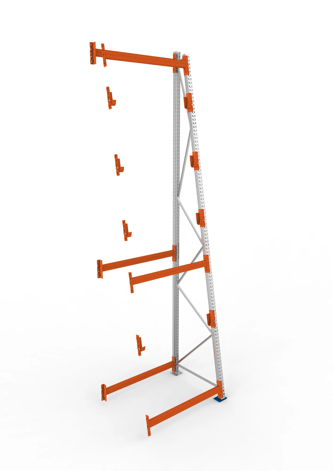 META MULTIPAL, Kabeltrommelregal, Anbauregal, 4900 x 1300 x 1100 mm, Feldlast 3000 kg, 4 Ebenen, Typ 3/A-Ständer, verzinkt – Ansicht von oben