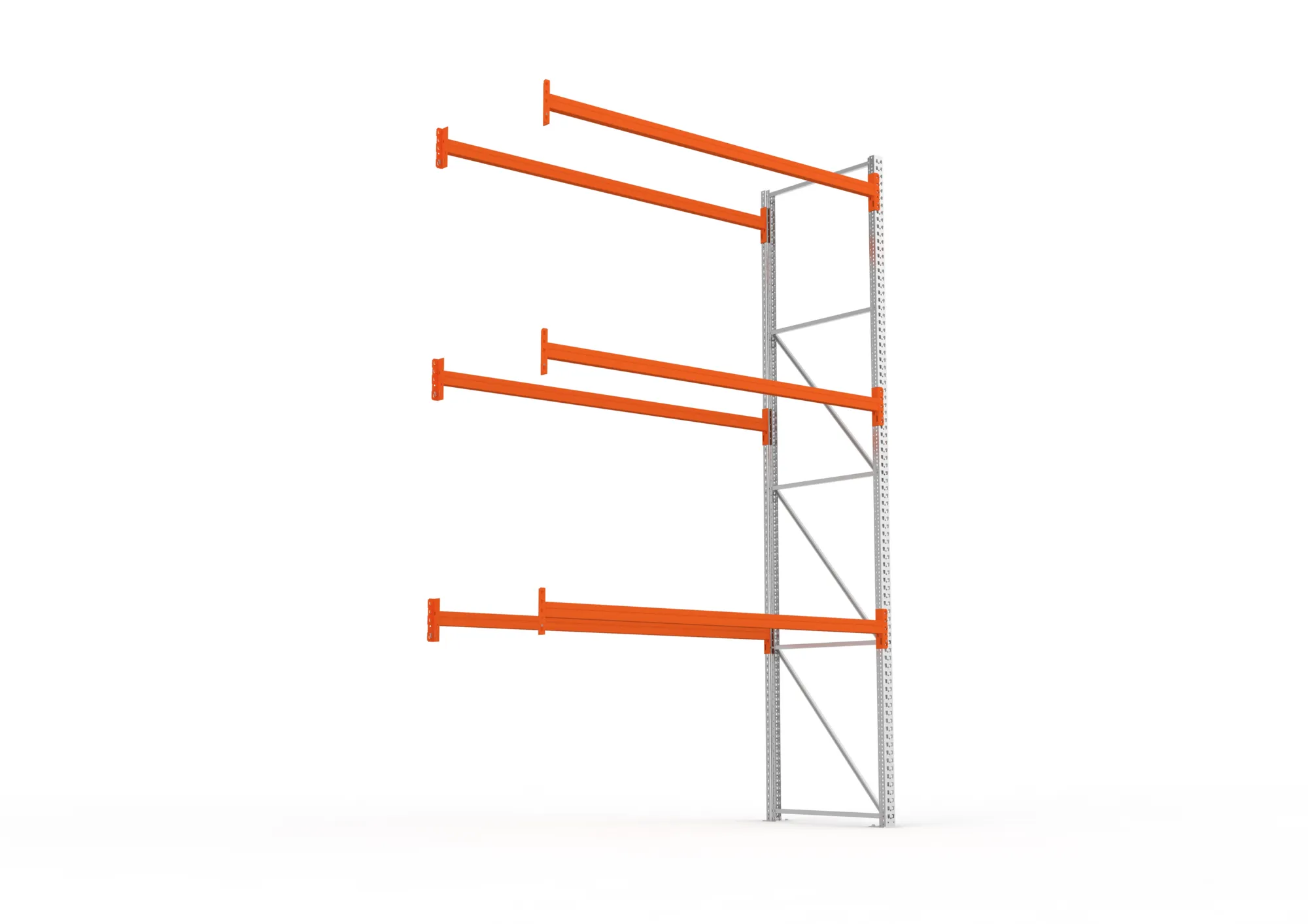 META MULTIPAL, Palettenregal, Anbauregal, 4400 x 2700 x 1100 mm, Fachlast 480 kg, 4 Ebenen, 12 Paletten, verzinkt – Ansicht von unten