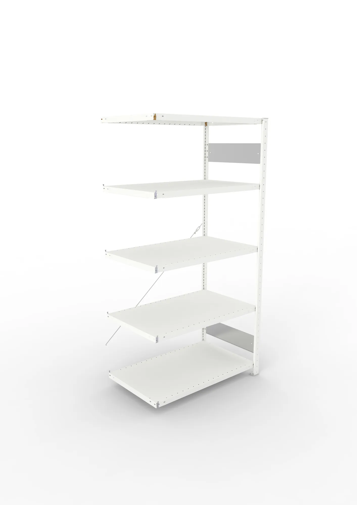 META CLIP S3, Fachbodenregal, Anbauregal, 2000 x 1000 x 600 mm, Fachlast 230 kg, 5 Ebenen, RAL 7035 – Ansicht von oben