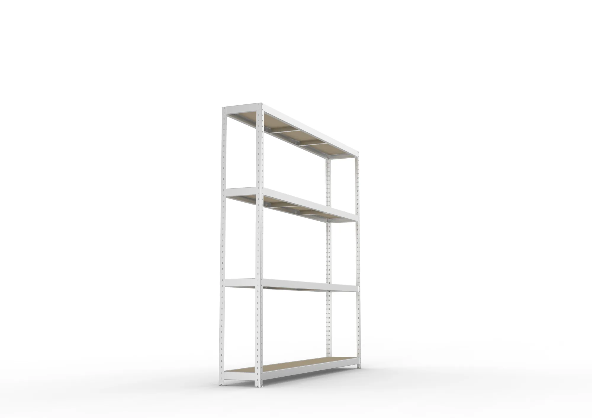 META SPEED-RACK, Weitspannregal, 2470 x 2500 x 400 mm, Fachlast 400 kg, Spanplattenböden, 4 Ebenen – Seitenansicht