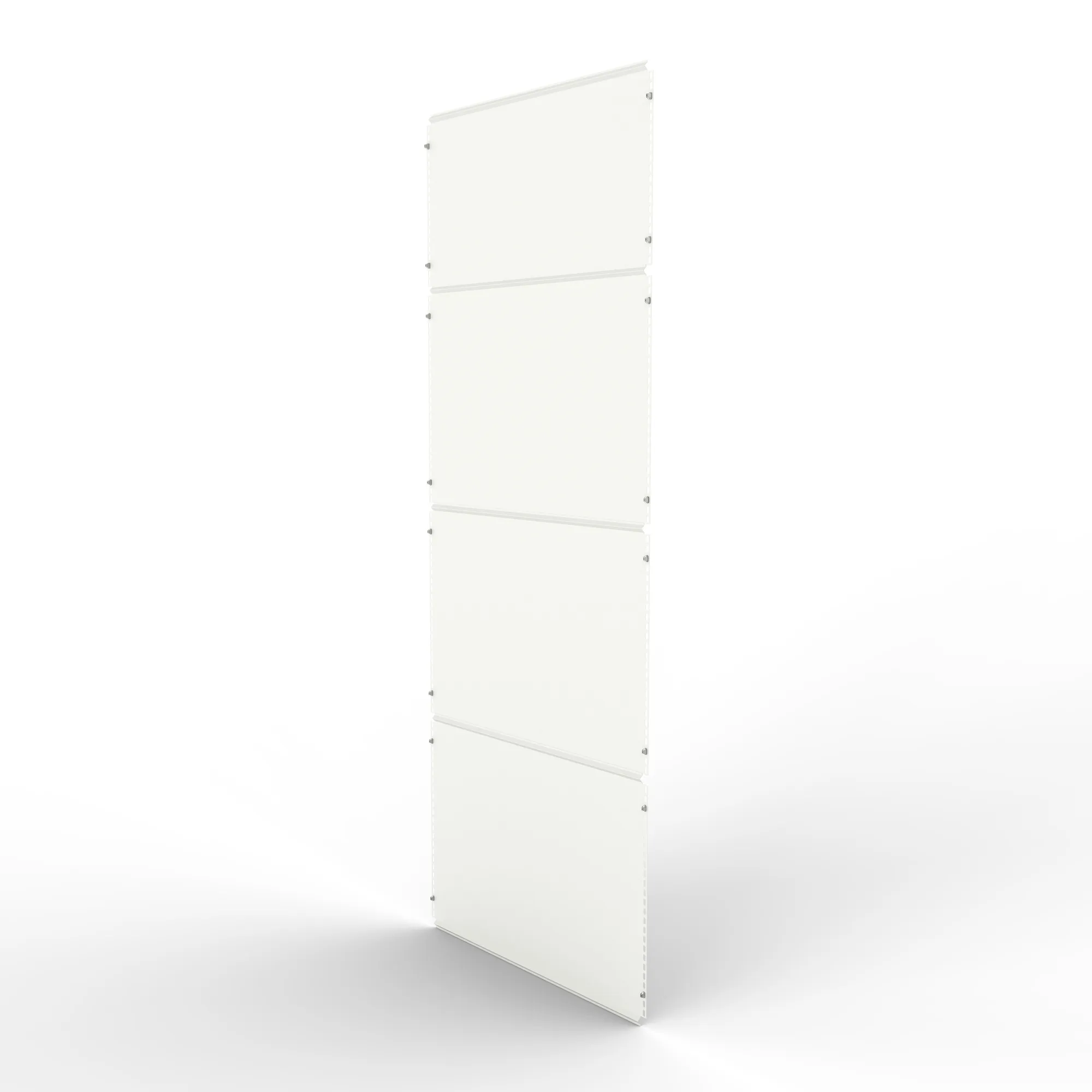 META CLIP, Vollblech-Rückwand, 2500 x 1000 mm, RAL 7035 – Ansicht in Blickhöhe