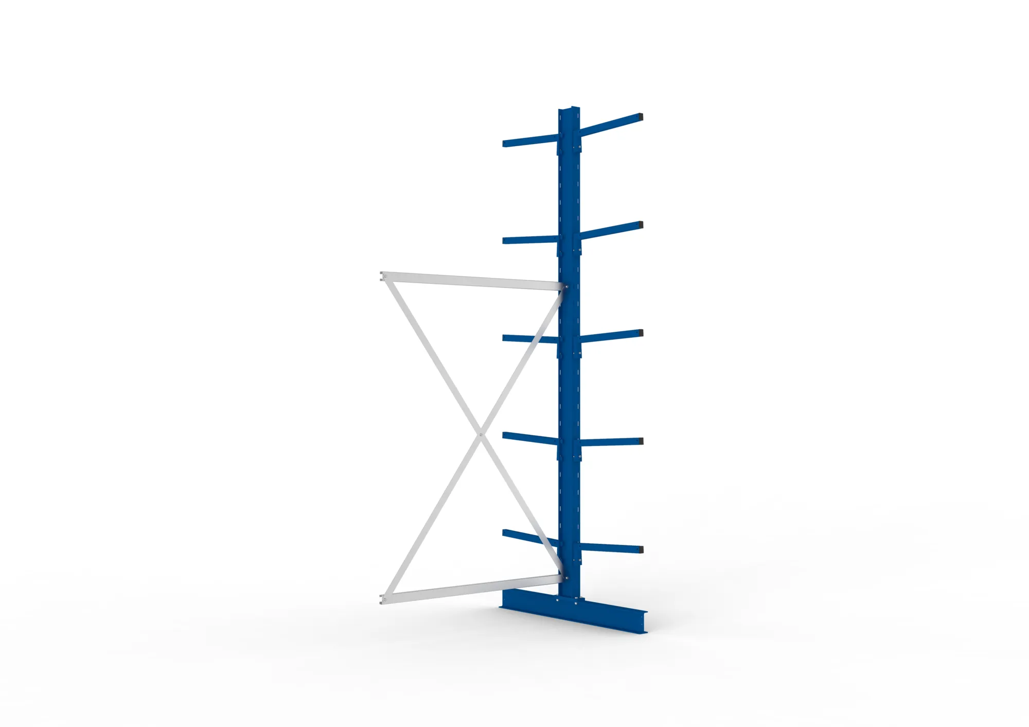 META MULTISTRONG L, Kragarmregal, Anbauregal, 3000 x 1300 x 500 mm, Armlast 175 kg, doppelseitig, 5+1 Ebenen – Ansicht in Blickhöhe