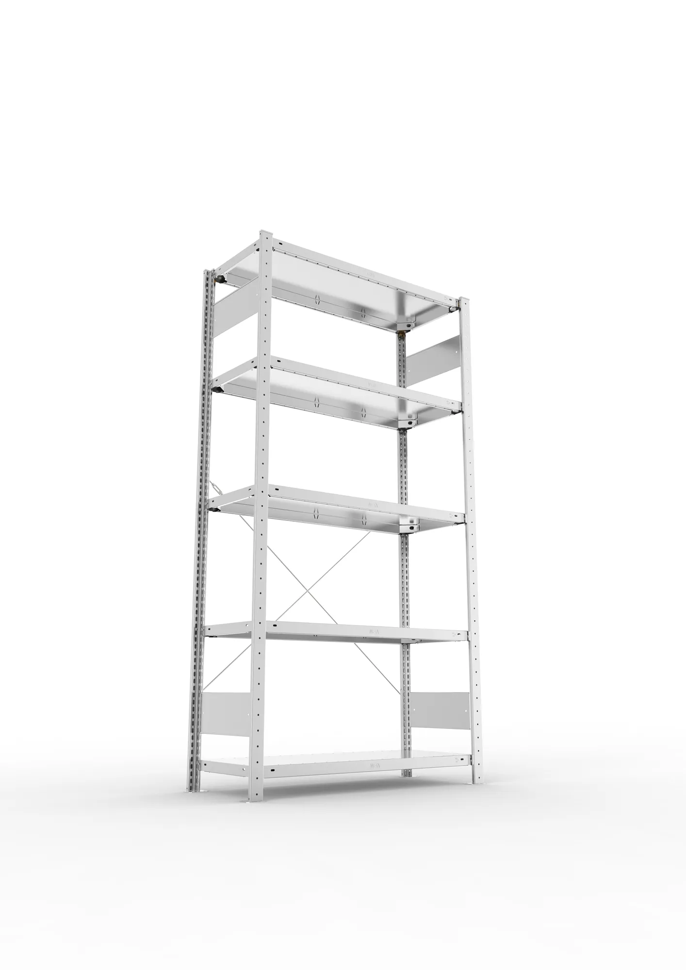 META CLIP, Fachbodenregal, Grundregal, 2000 x 1000 x 400 mm, Fachlast 150 kg, 5 Ebenen, verzinkt – Ansicht von unten