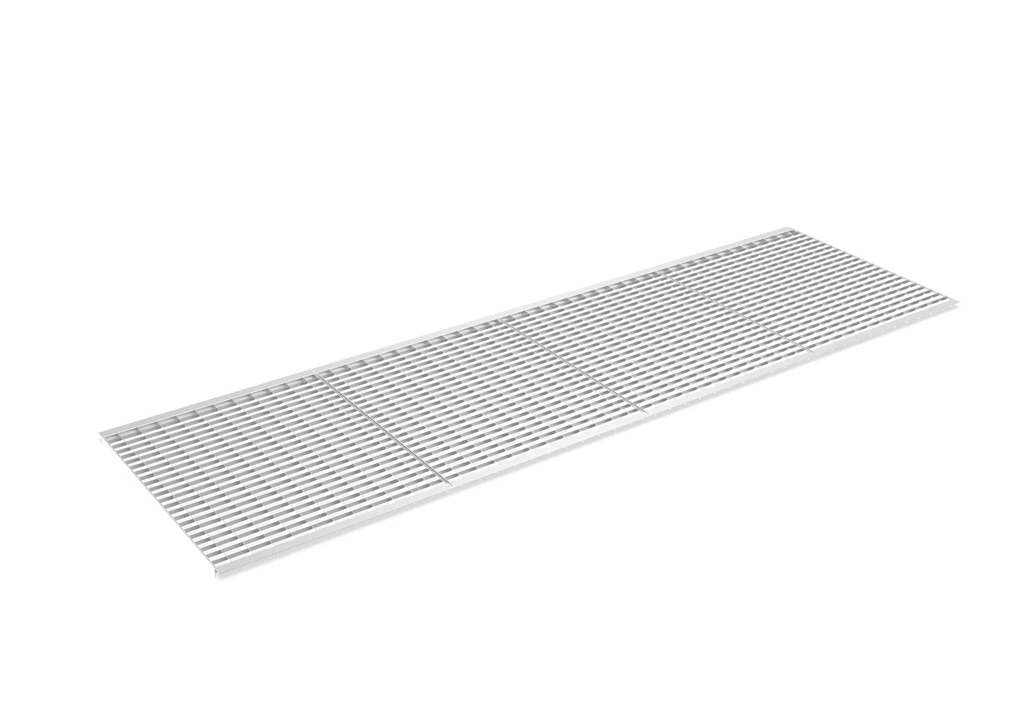 META MULTIPAL, Gitterrostboden eingelegt, 3600 x 1100 mm, 850 kg/m², feuerverzinkt – Ansicht in Blickhöhe