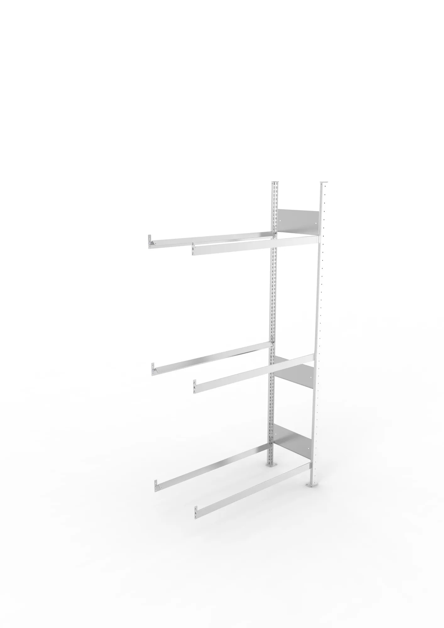 META CLIP S3, Reifenregal, Anbauregal, 2000 x 1000 x 400 mm, Fachlast 150 kg, 3 Ebenen, verzinkt – Ansicht von oben