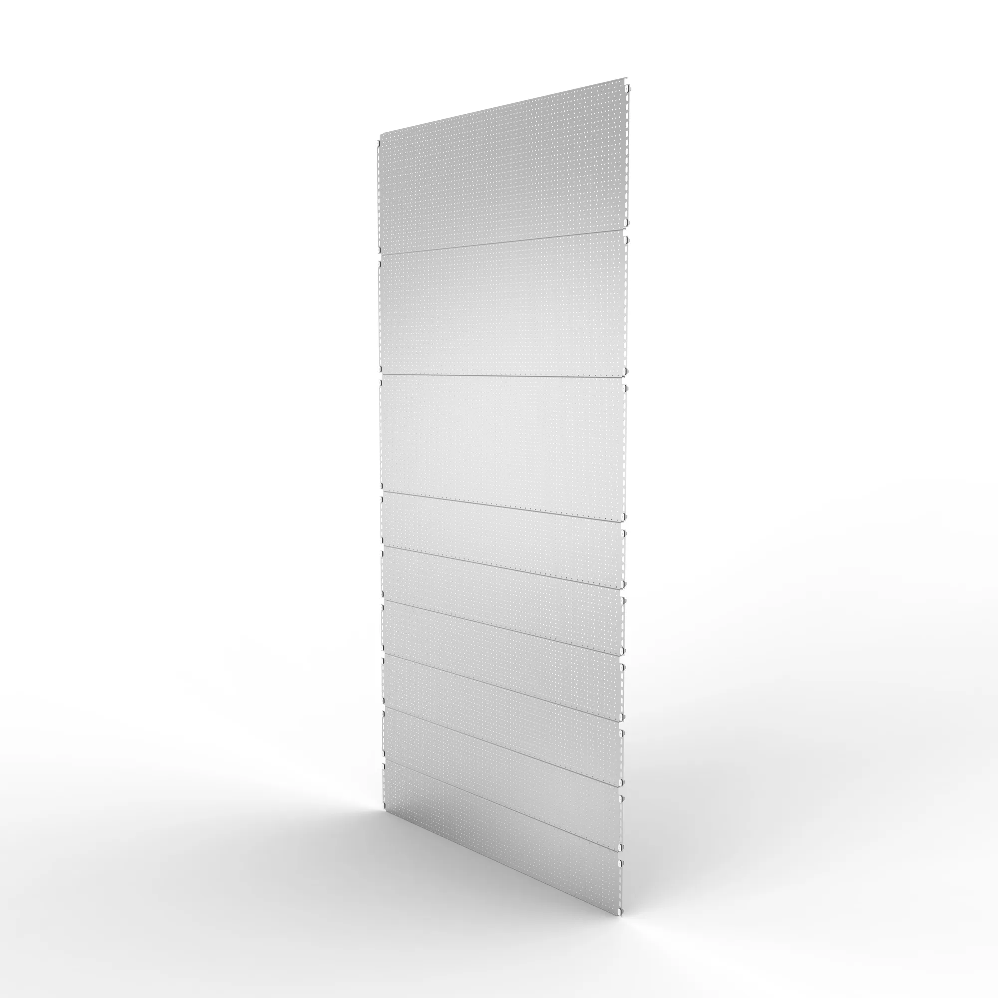 META CLIP, Euroloch-Rückwand, 2500 x 1300 mm, verzinkt – Ansicht in Blickhöhe