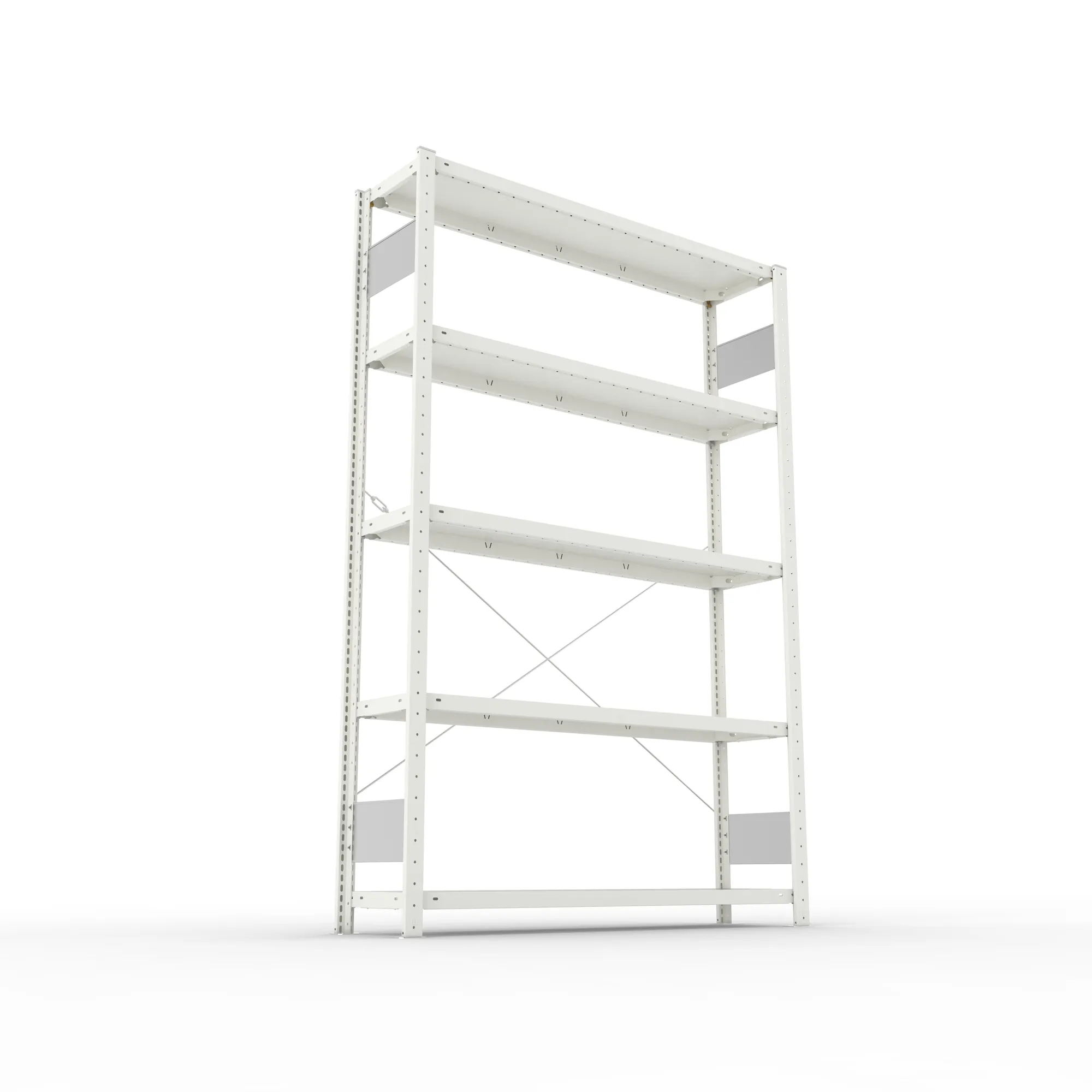 META CLIP S3, Fachbodenregal, Grundregal, 2000 x 1300 x 300 mm, Fachlast 230 kg, 5 Ebenen, RAL 7035 – Ansicht von unten