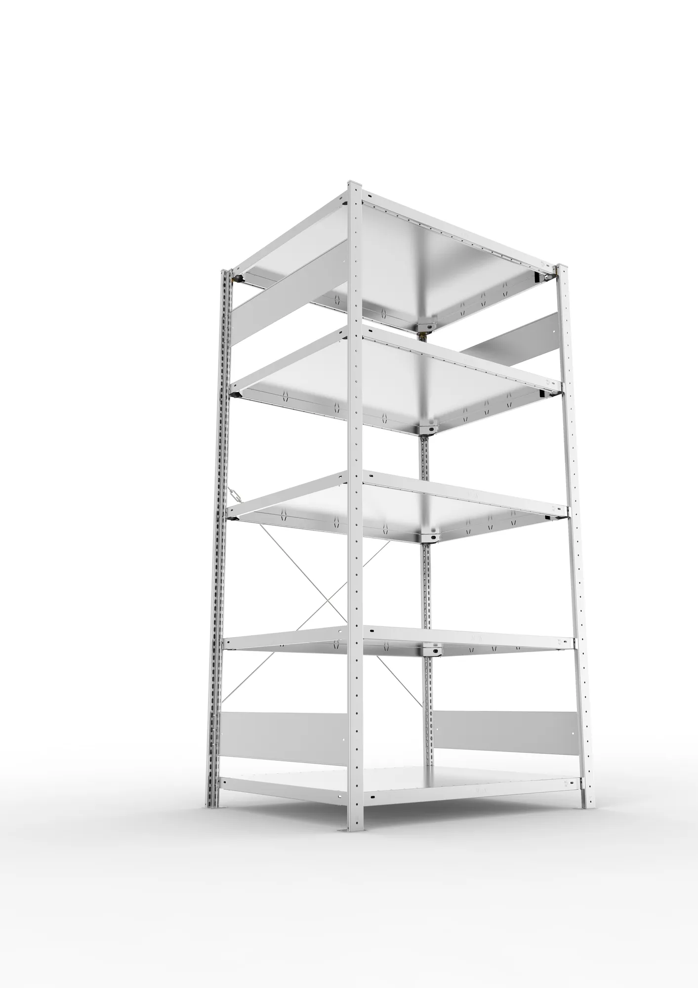 META CLIP S3, Fachbodenregal, Grundregal, 2000 x 1000 x 800 mm, Fachlast 230 kg, 5 Ebenen, verzinkt – Ansicht von unten