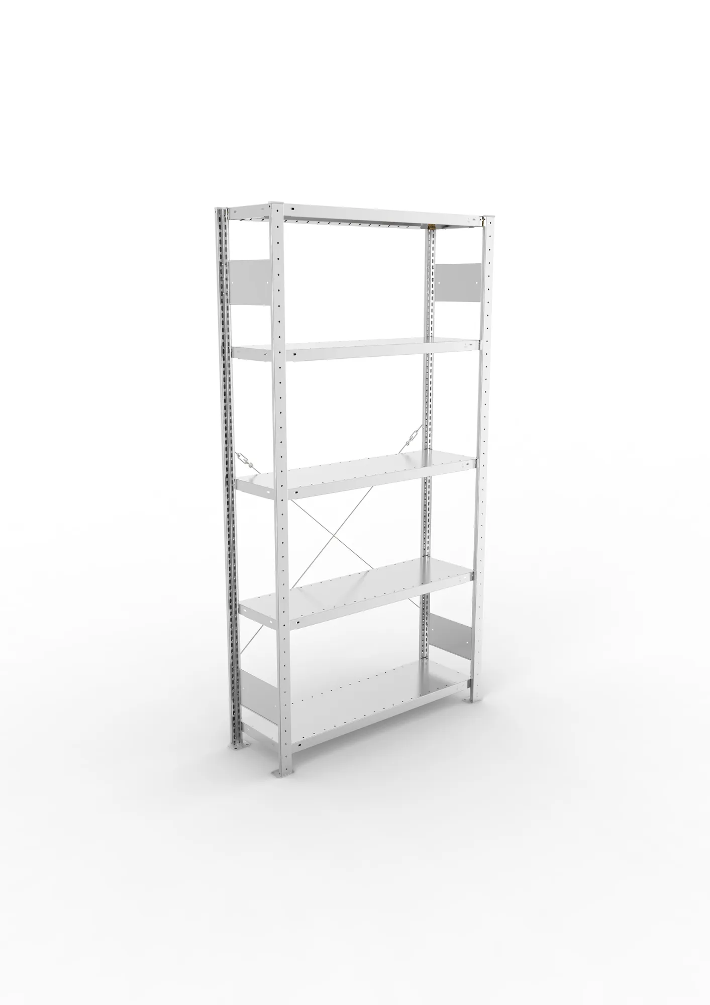META CLIP S3, Fachbodenregal, Grundregal, 2000 x 1000 x 300 mm, Fachlast 230 kg, 5 Ebenen, verzinkt – Ansicht von oben