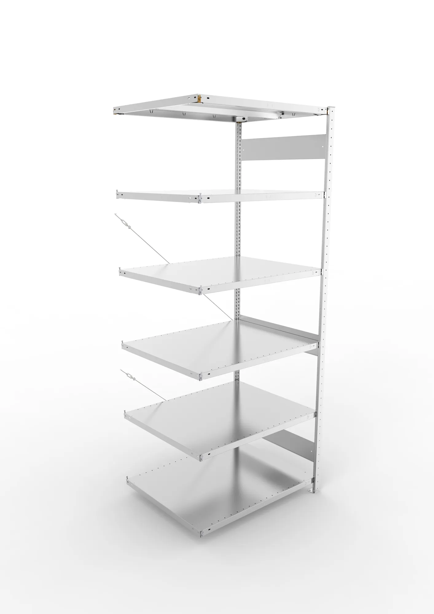 META CLIP, Fachbodenregal, Anbauregal, 2500 x 1000 x 800 mm, Fachlast 330 kg, 6 Ebenen, verzinkt – Ansicht von oben