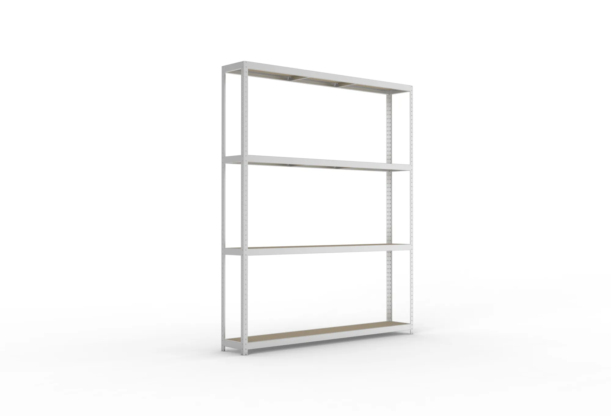 META SPEED-RACK, Weitspannregal, 2970 x 2500 x 400 mm, Fachlast 400 kg, Spanplattenböden, 4 Ebenen – Ansicht in Blickhöhe