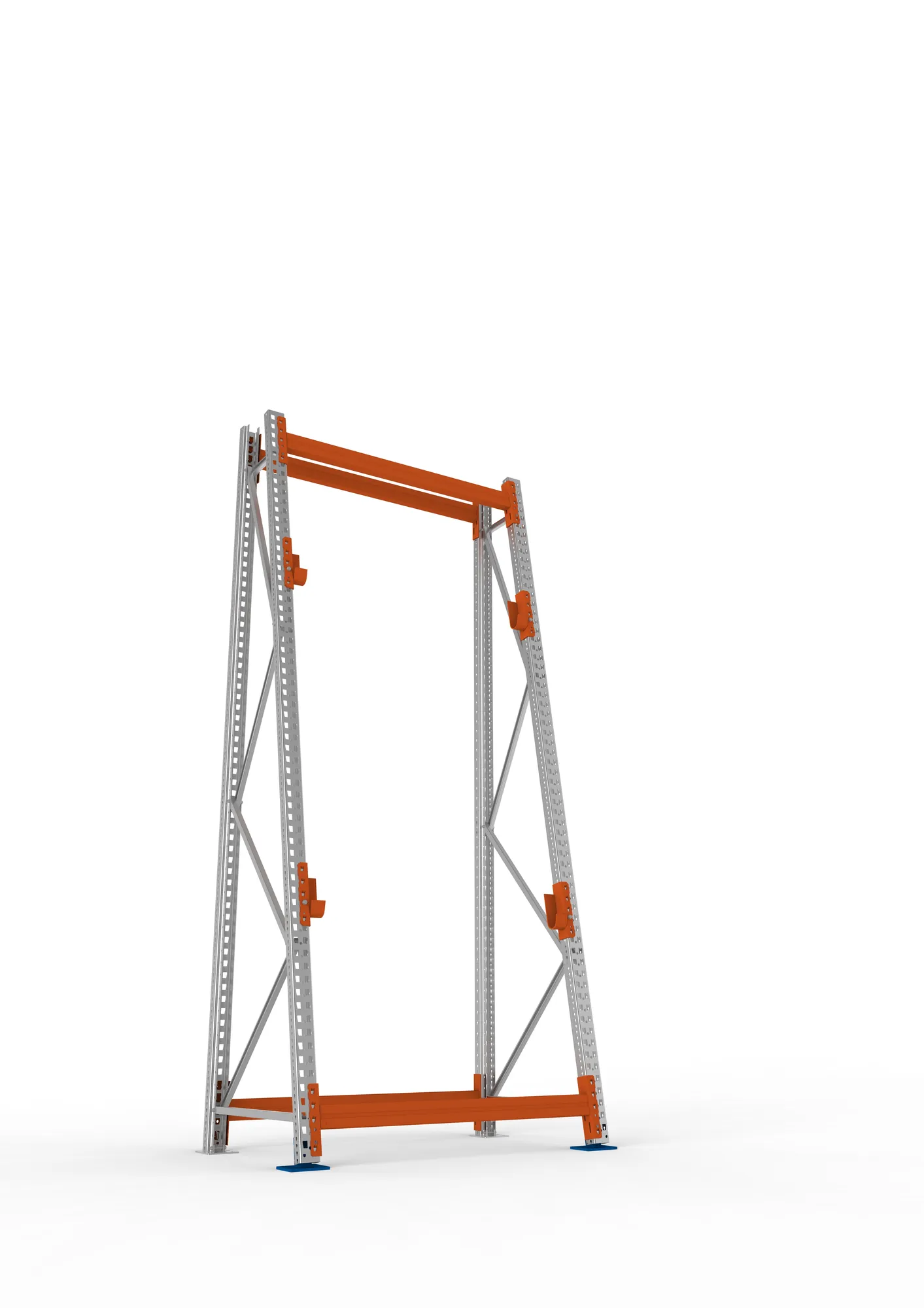 META MULTIPAL, Kabeltrommelregal, Grundregal, 3300 x 1300 x 900 mm, Feldlast 1500 kg, 2 Ebenen, Typ 3/A-Ständer, verzinkt – Ansicht von unten