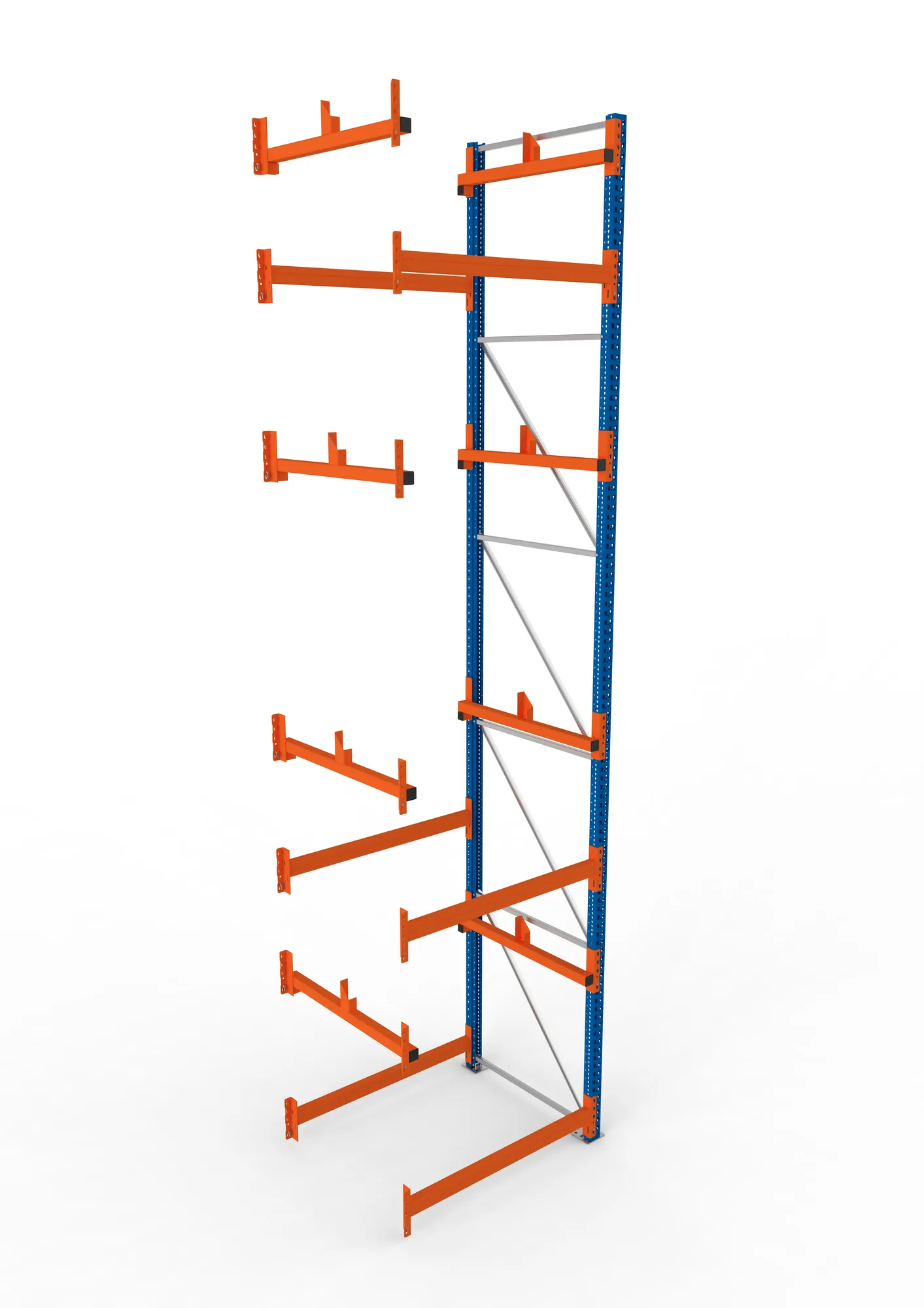 META MULTIPAL, Kabeltrommelregal, Anbauregal, 5500 x 1300 x 1100 mm, Feldlast 5500 kg, 2 Ebenen, Typ 1, RAL 5010 – Ansicht von oben