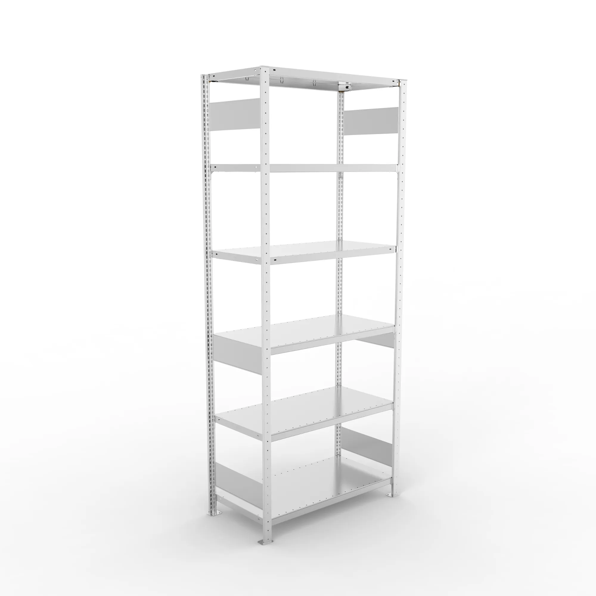 META CLIP S3, Fachbodenregal, Grundregal, 2500 x 1000 x 500 mm, Fachlast 230 kg, 6 Ebenen, Längsriegel, verzinkt – Ansicht von oben
