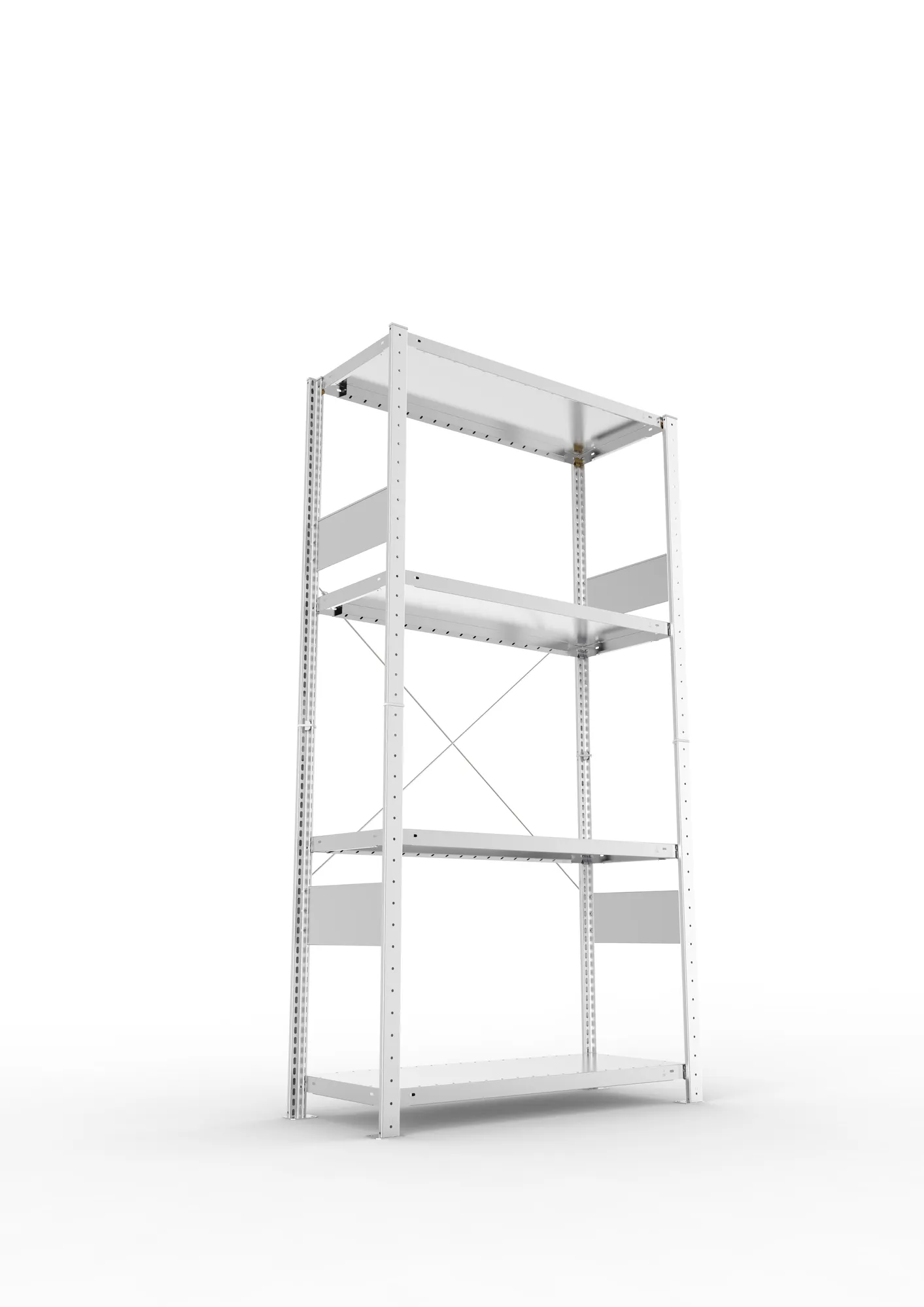 META CLIP SPLIT, Fachbodenregal, Grundregal, 2000 x 1000 x 400 mm, Fachlast 230 kg, 4 Ebenen, verzinkt – Ansicht von unten