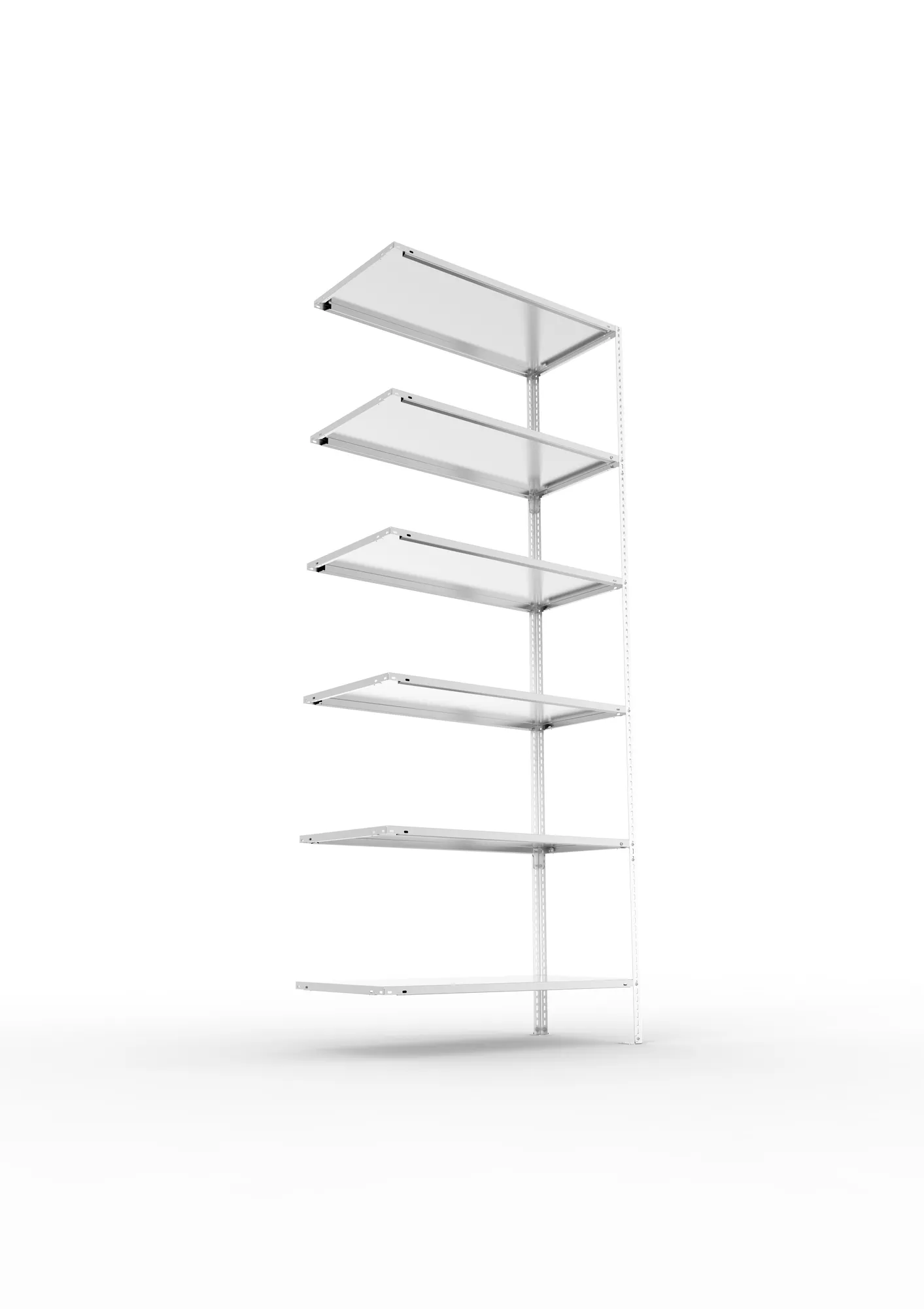 META FIX, Fachbodenregal, Anbauregal, 2500 x 1000 x 500 mm, Fachlast 80 kg, 6 Ebenen, verzinkt – Ansicht von unten