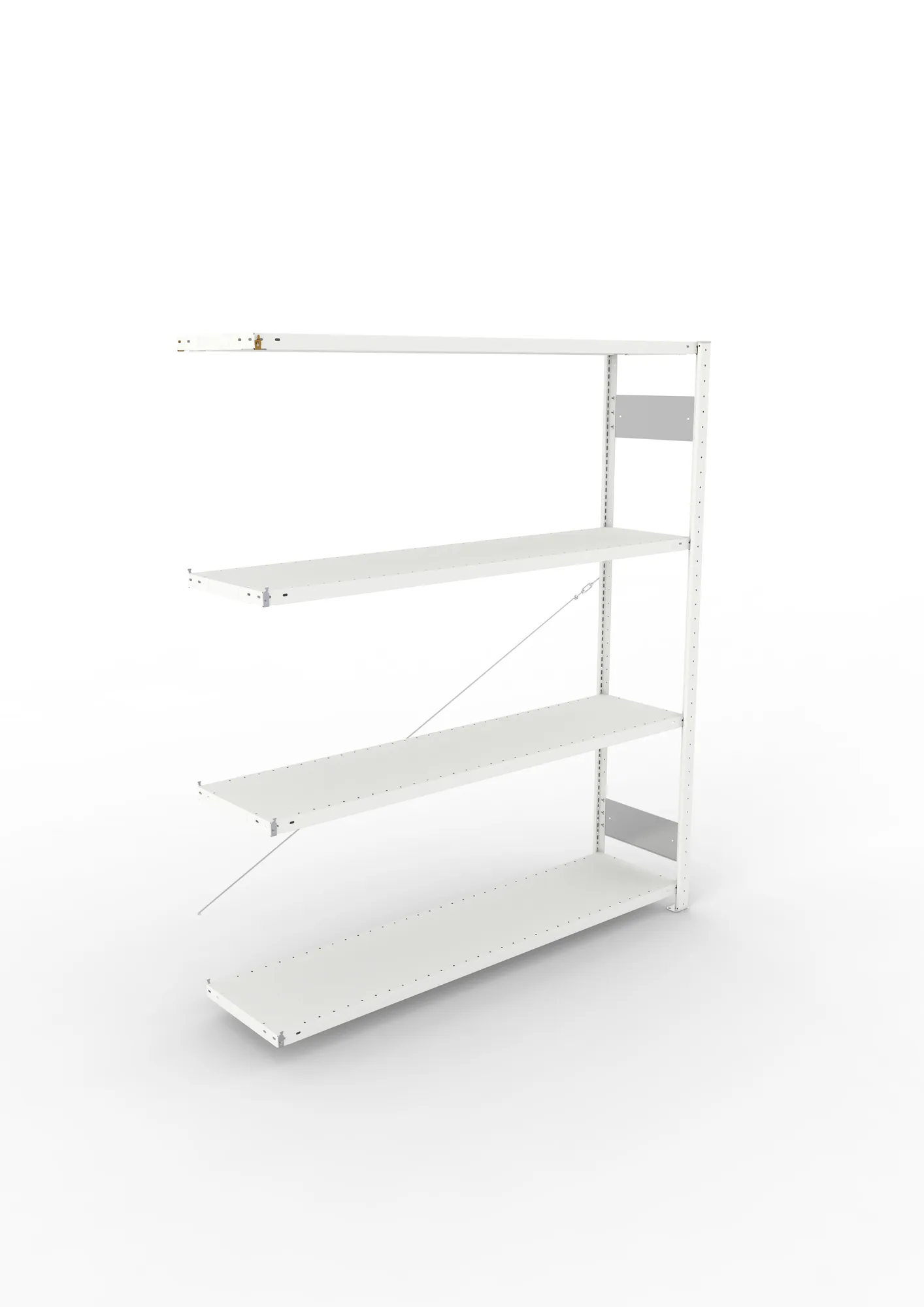 META CLIP S3, Fachbodenregal, Anbauregal, 2000 x 1700 x 400 mm, Fachlast 200 kg, 4 Ebenen, RAL 7035 – Ansicht von oben