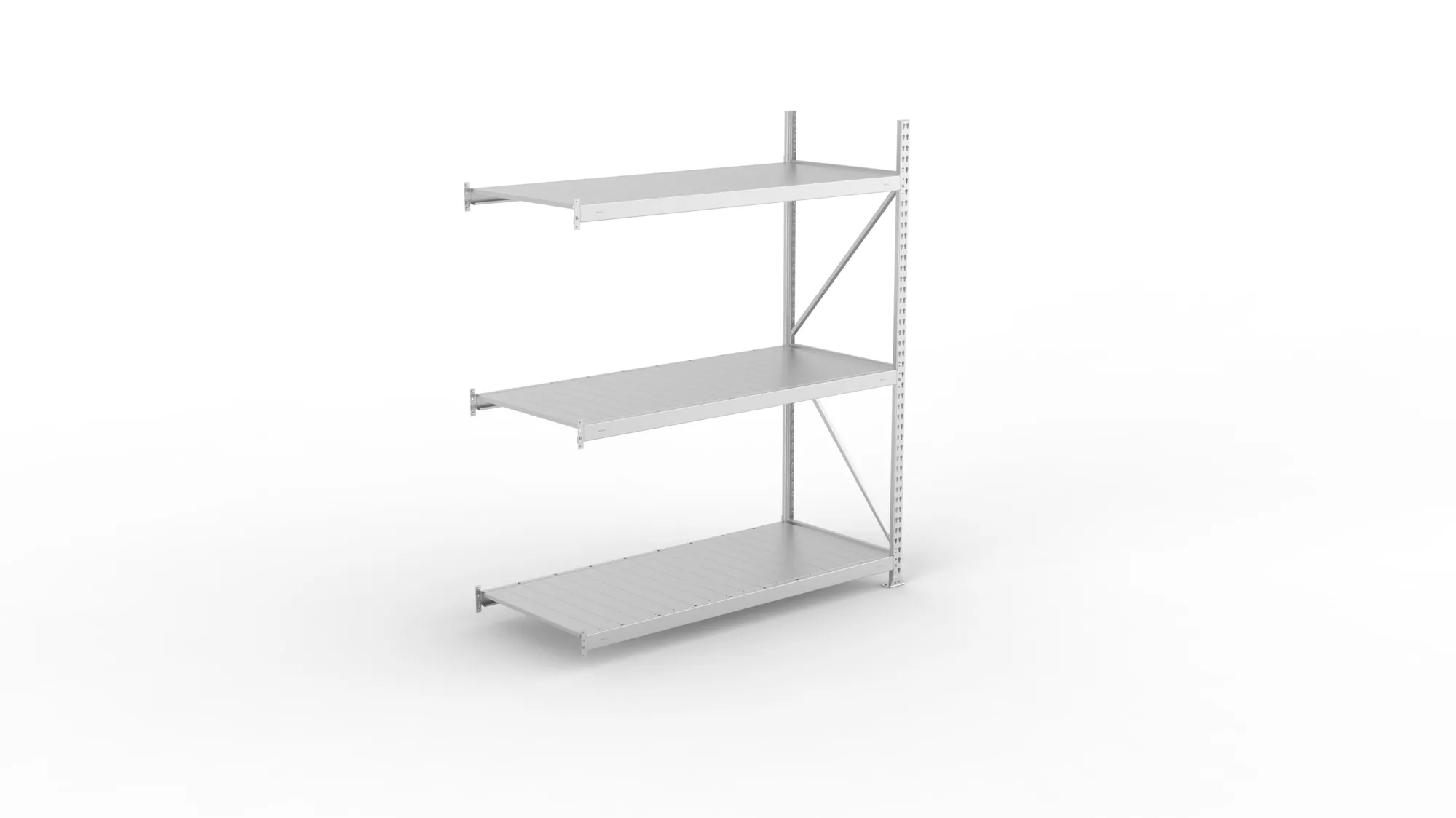 META MINI-RACK, Weitspannregal, Anbauregal, 2200 x 1800 x 800 mm, Fachlast 600 kg, Stahlpaneelböden, 3 Ebenen – Ansicht von oben