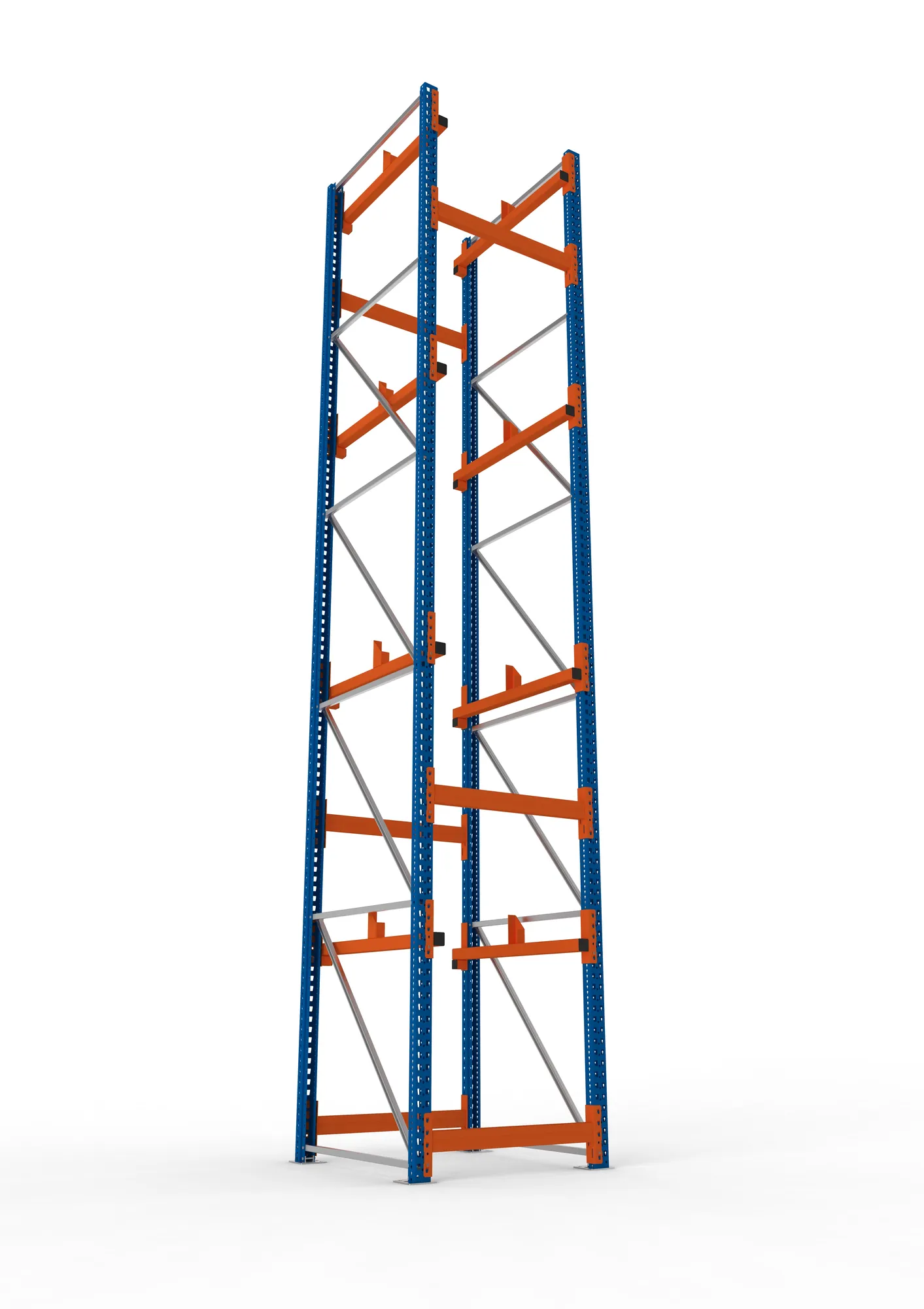 META MULTIPAL, Kabeltrommelregal, Grundregal, 5500 x 900 x 1100 mm, Feldlast 5500 kg, 2 Ebenen, Typ 1, RAL 5010 – Ansicht von unten