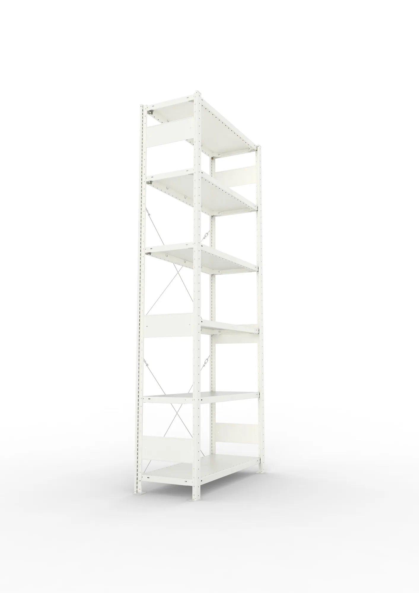 META CLIP, Fachbodenregal, Grundregal, 2500 x 1000 x 400 mm, Fachlast 150 kg, 6 Ebenen, RAL 7035 – Seitenansicht