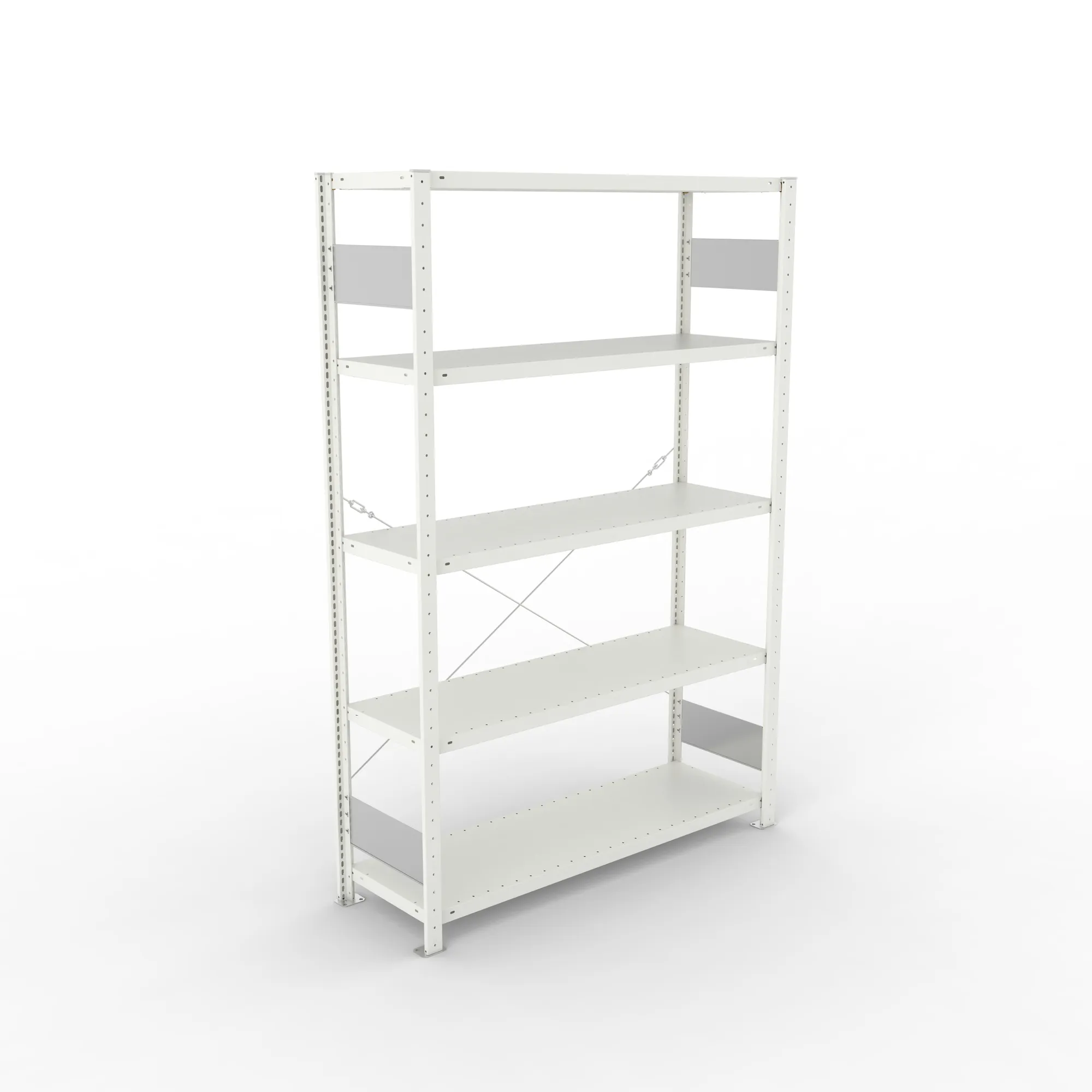 META CLIP S3, Fachbodenregal, Grundregal, 2000 x 1300 x 400 mm, Fachlast 150 kg, 5 Ebenen, RAL 7035 – Ansicht von oben