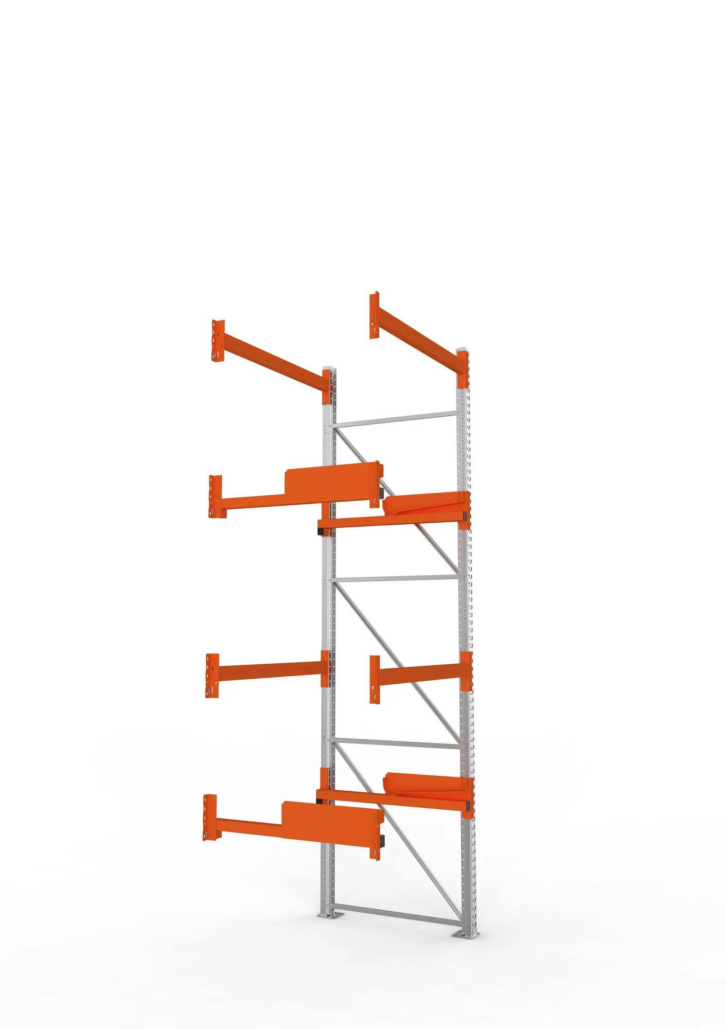 META MULTIPAL, Kabeltrommelregal, Anbauregal, 3800 x 1300 x 1100 mm, Feldlast 4000 kg, 2 Ebenen, Typ 2, verzinkt – Seitenansicht
