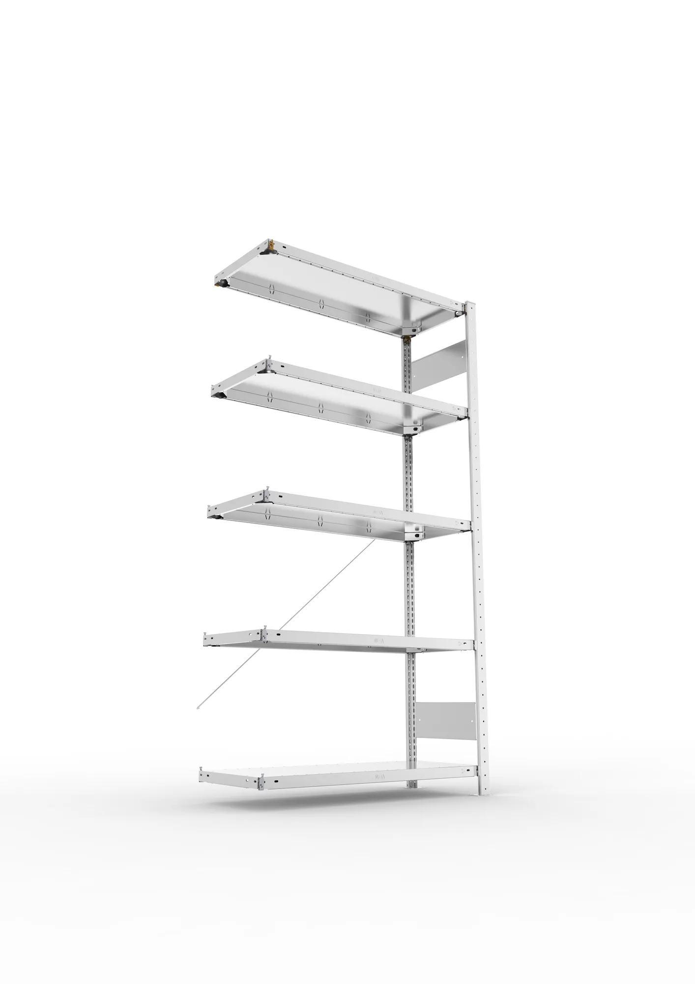 META CLIP, Fachbodenregal, Anbauregal, 2000 x 1000 x 400 mm, Fachlast 150 kg, 5 Ebenen, verzinkt – Ansicht von unten