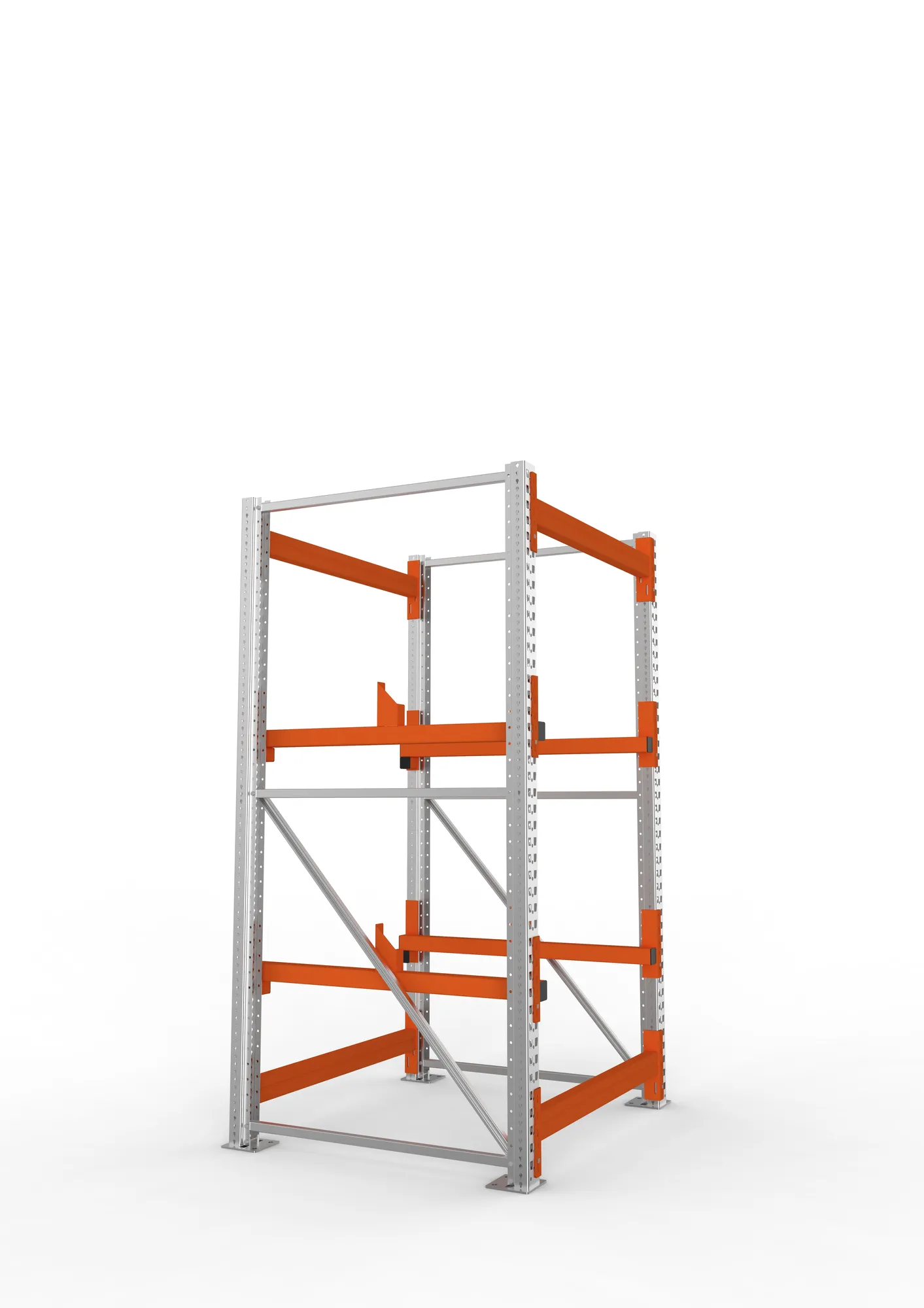 META MULTIPAL, Kabeltrommelregal, Grundregal, 2200 x 1100 x 1100 mm, Feldlast 4000 kg, 2 Ebenen, Typ 1, verzinkt – Seitenansicht
